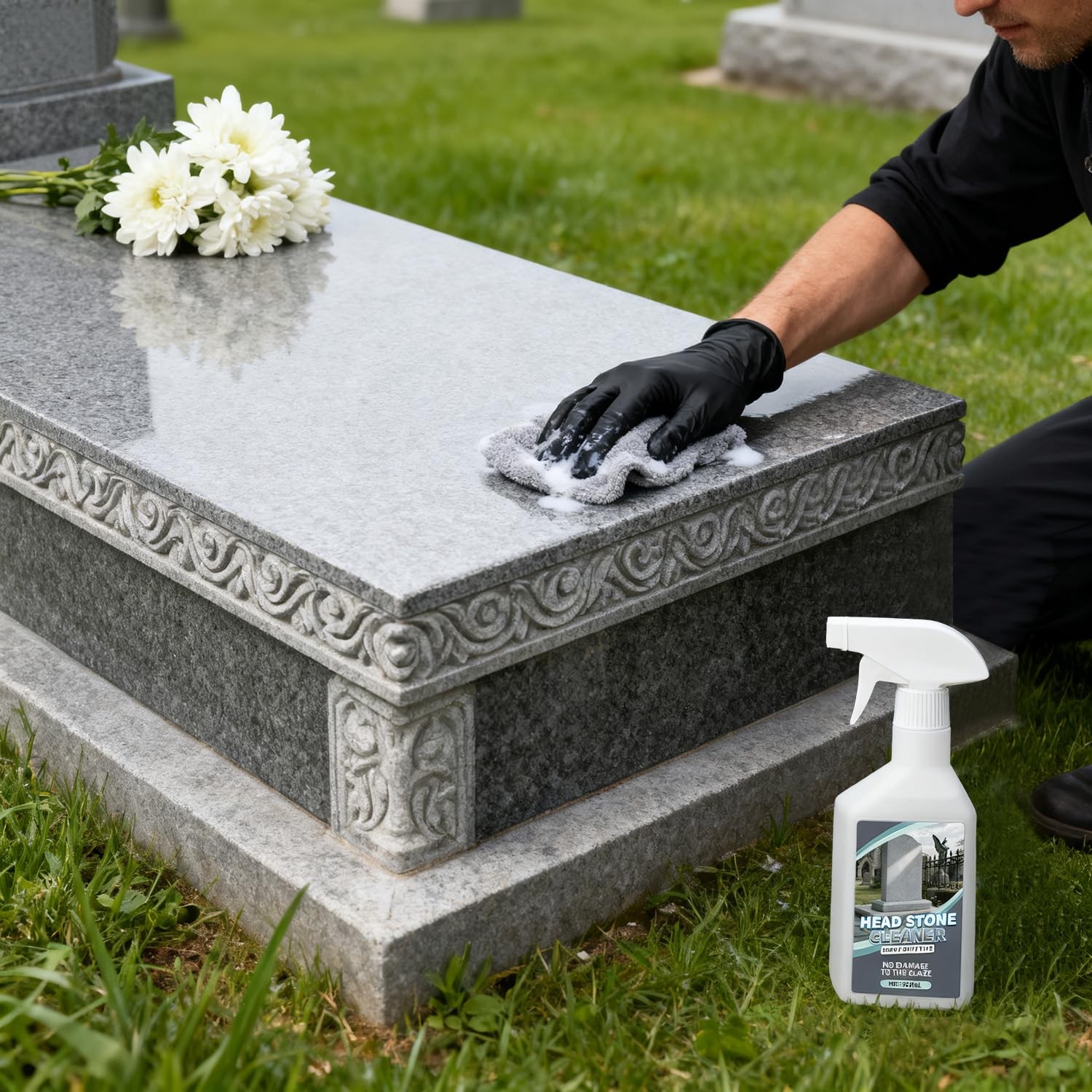 Headstone Cleaner Kit 9 PCS Includes Brush, Gloves, Scraper – Daily Cleaning