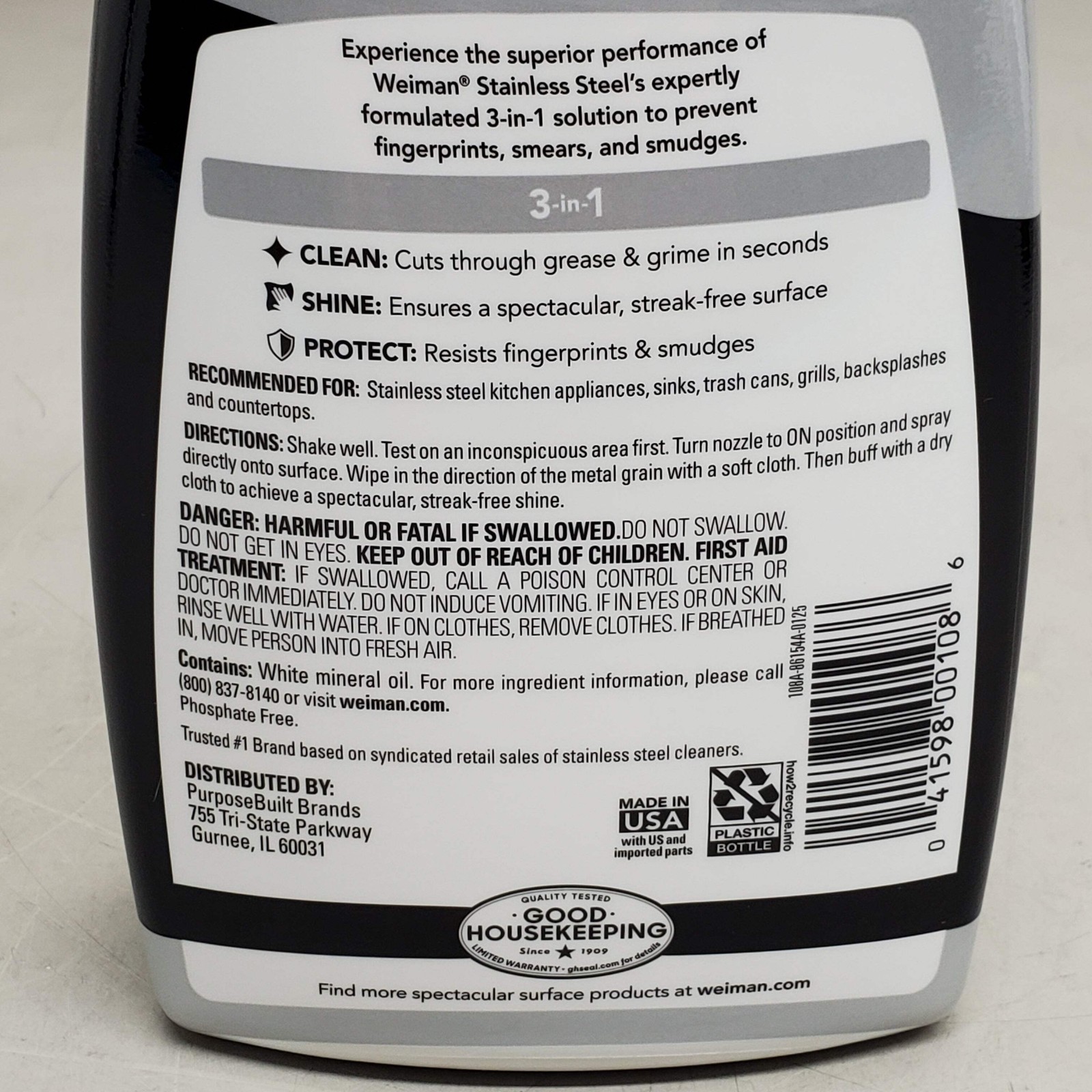 WEIMAN (2 Pack) Stainless Steel 3 in 1 Clean Shine Protect Cleaner 22 fl oz 108A