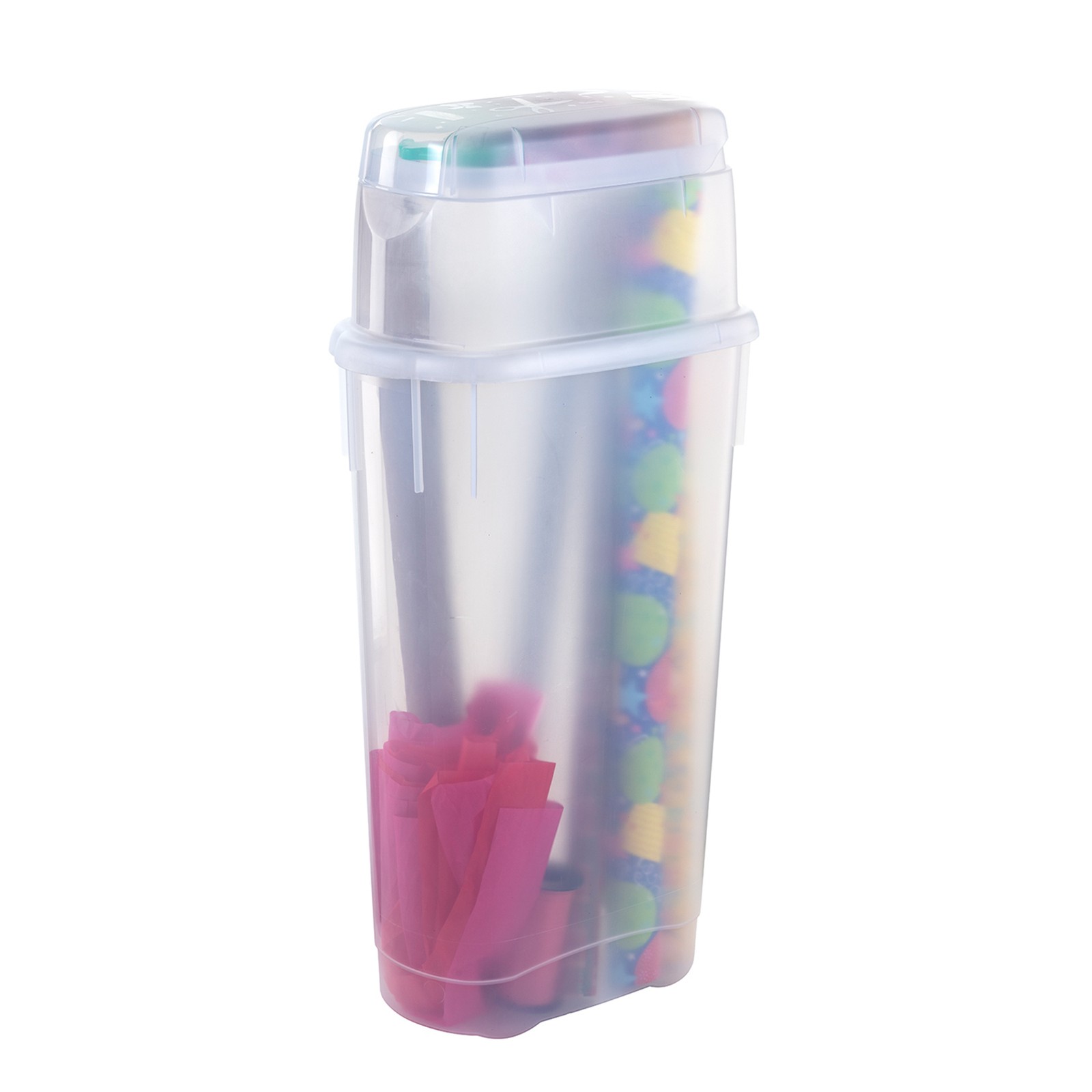 Rubbermaid Wrap N’ Craft Plastic Wrapping Paper Holder Container, Clear, (Used)