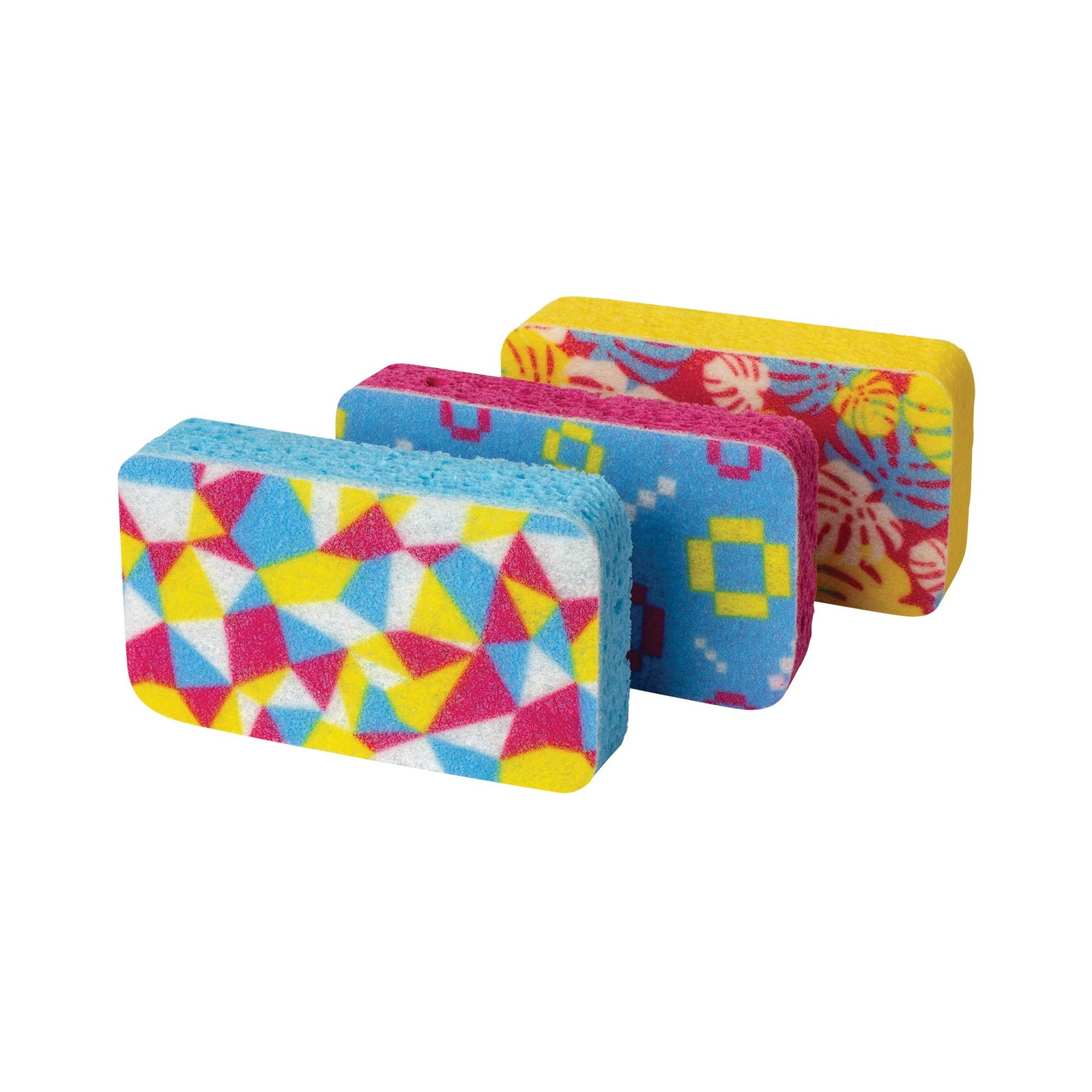 Casabella, Cleaning Sponge Scrub Pink, 3 Count Pack of 3, Multicolor Pattern