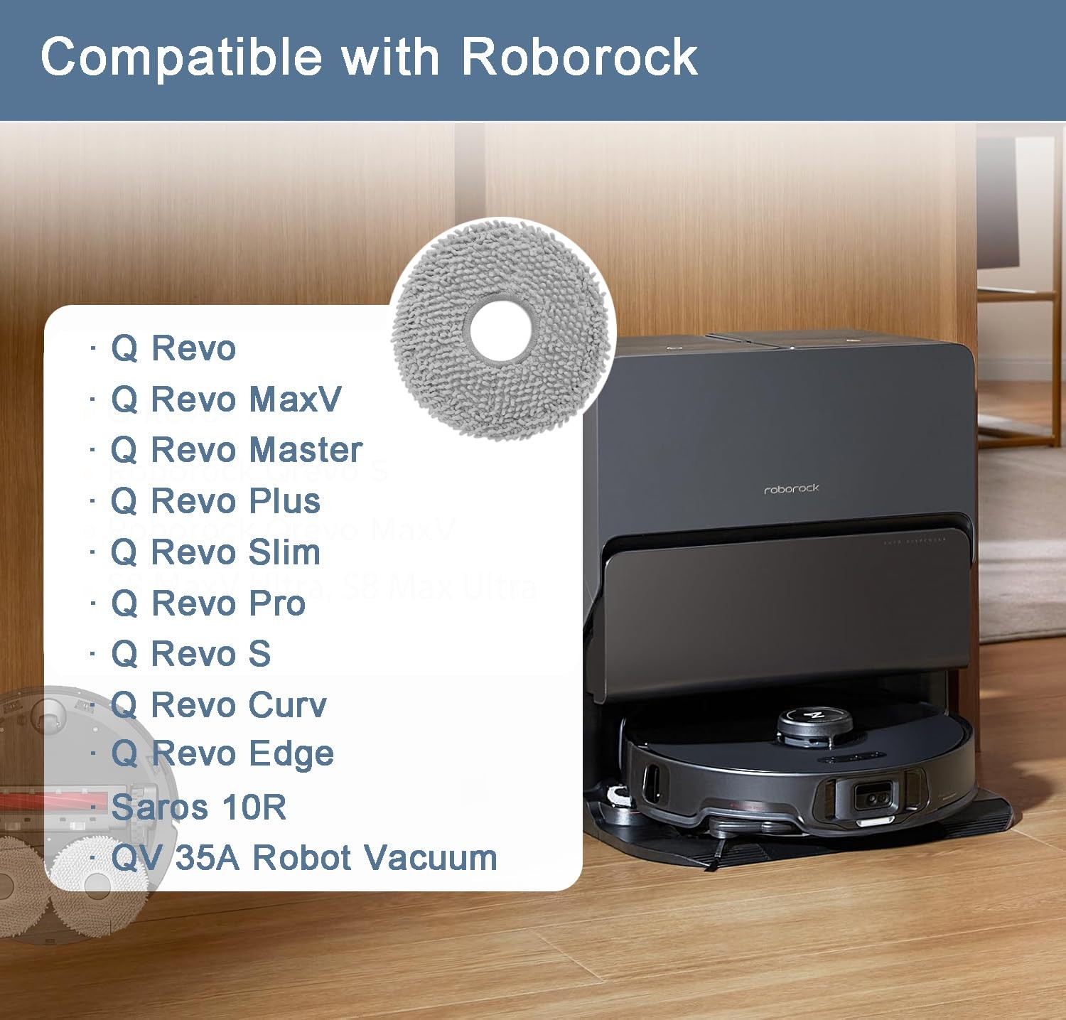 Bycarm Microfiber Mop Cloths Compatible with Roborock Q Revo，Qrevo S, Qrevo P…