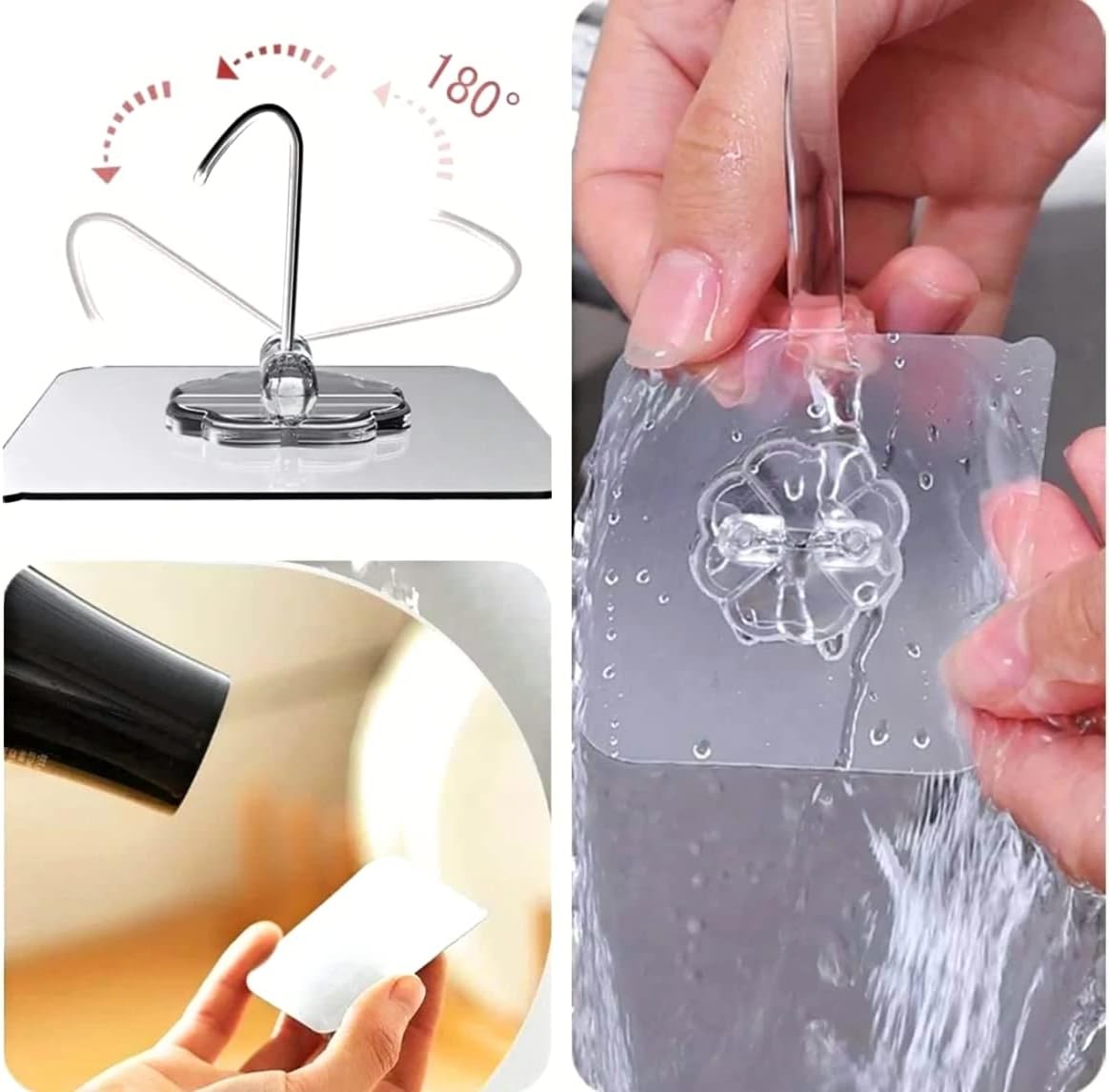 1~500 PCS Stainless Steel Adhesive Sticky Hooks Heavy Duty Wall Hook Hangers lot
