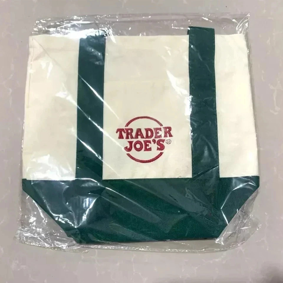 TRADER JOE’S New w/Tags Mini PASTEL BASIC Canvas Tote Bag SET of 4 2025 Red Blue
