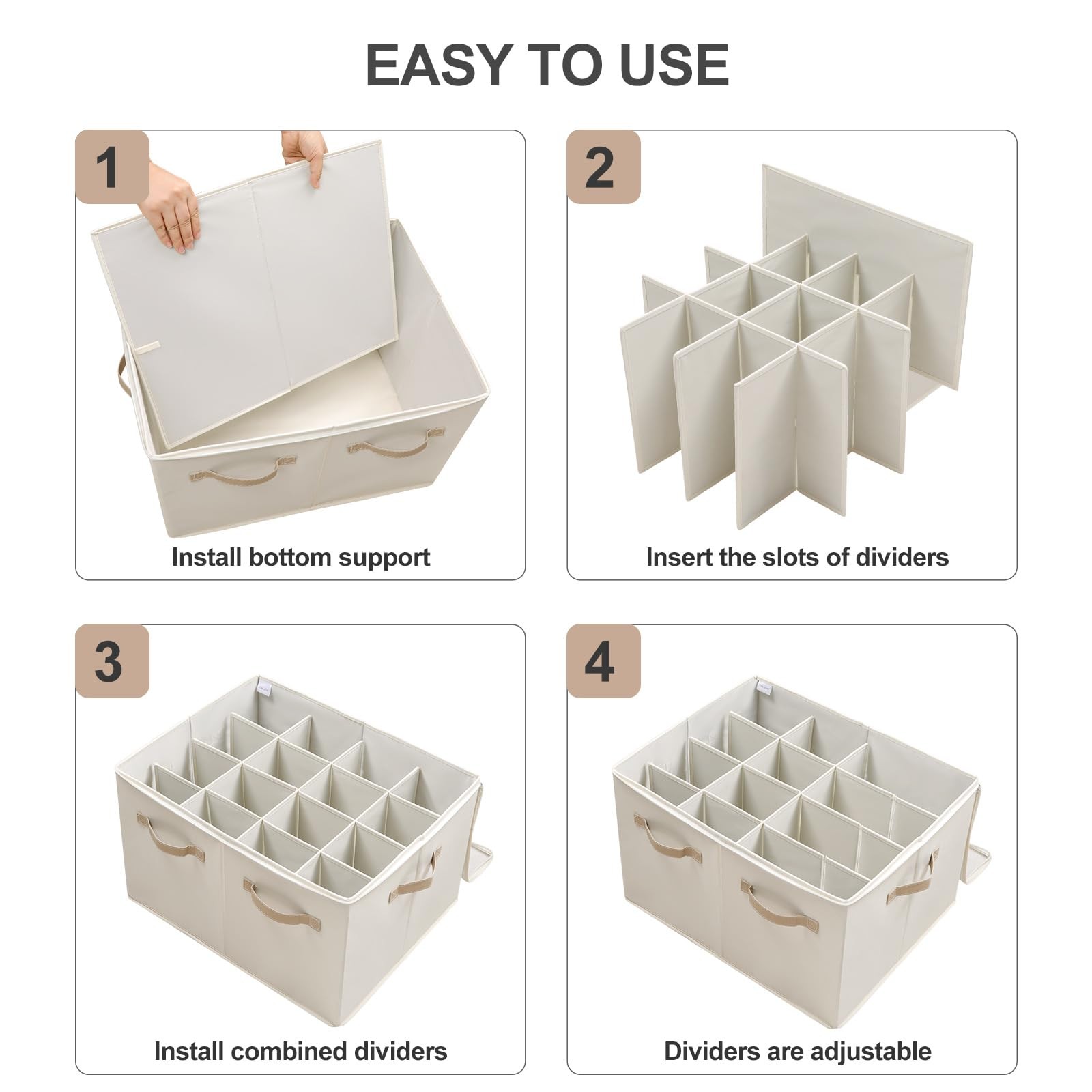 TOPIA HOME Shoe Organizer for Large(20.87”L x 16.54”W x 13.5”H), Beige