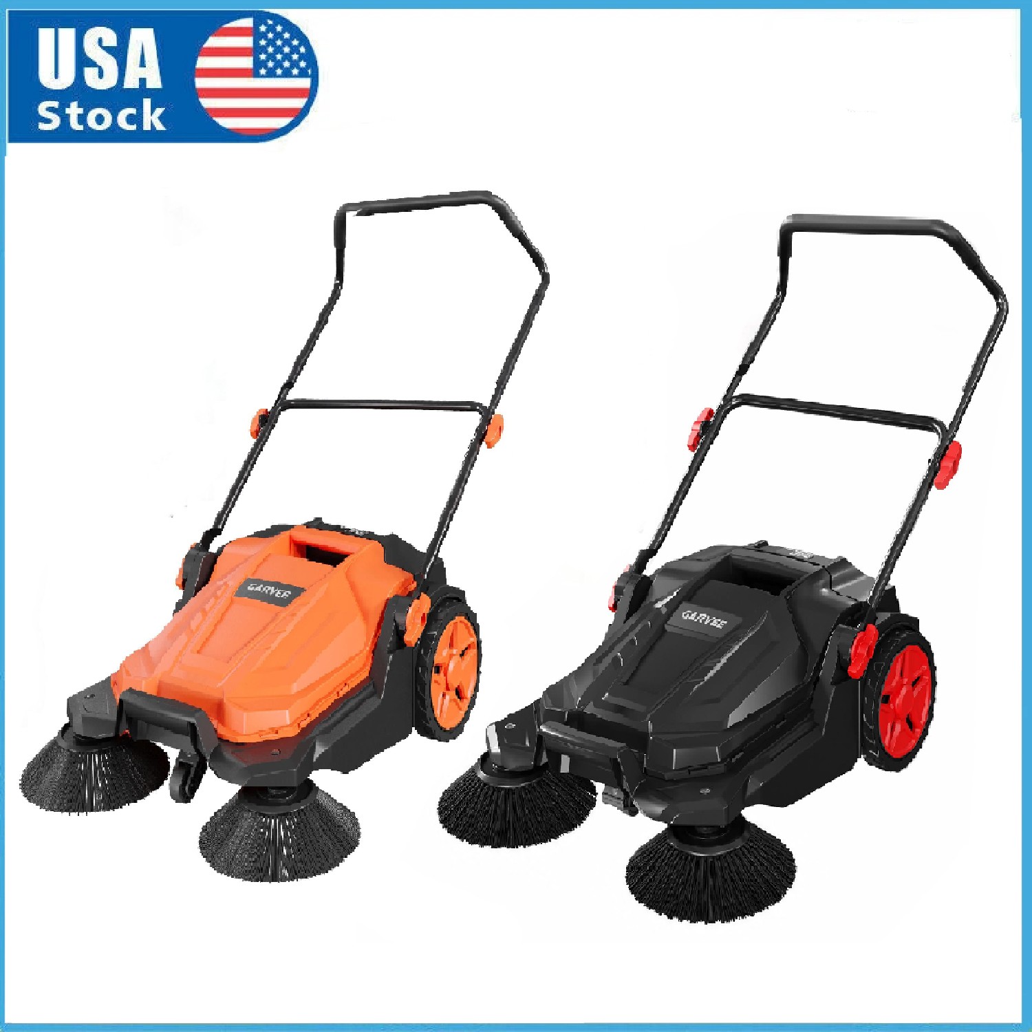 Walk-Behind Hand Push Floor Sweeper ,25.6″ Sweeping Width Manual for Patio Yard