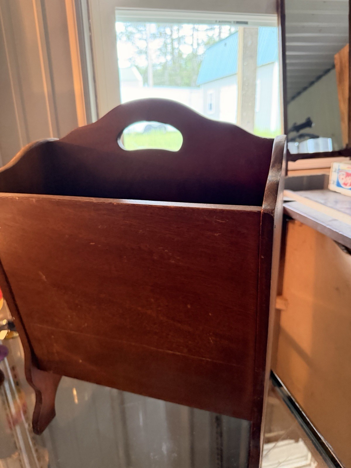 Vintage Solid Wood Large Sturdy Magazine Rack