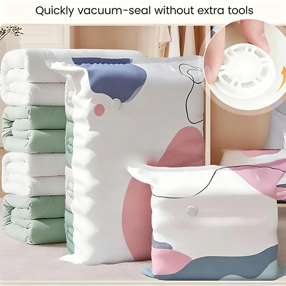 No‑pump Vacuum Storage Bags – Press & Seal,Reusable Space Saving Compression Bag