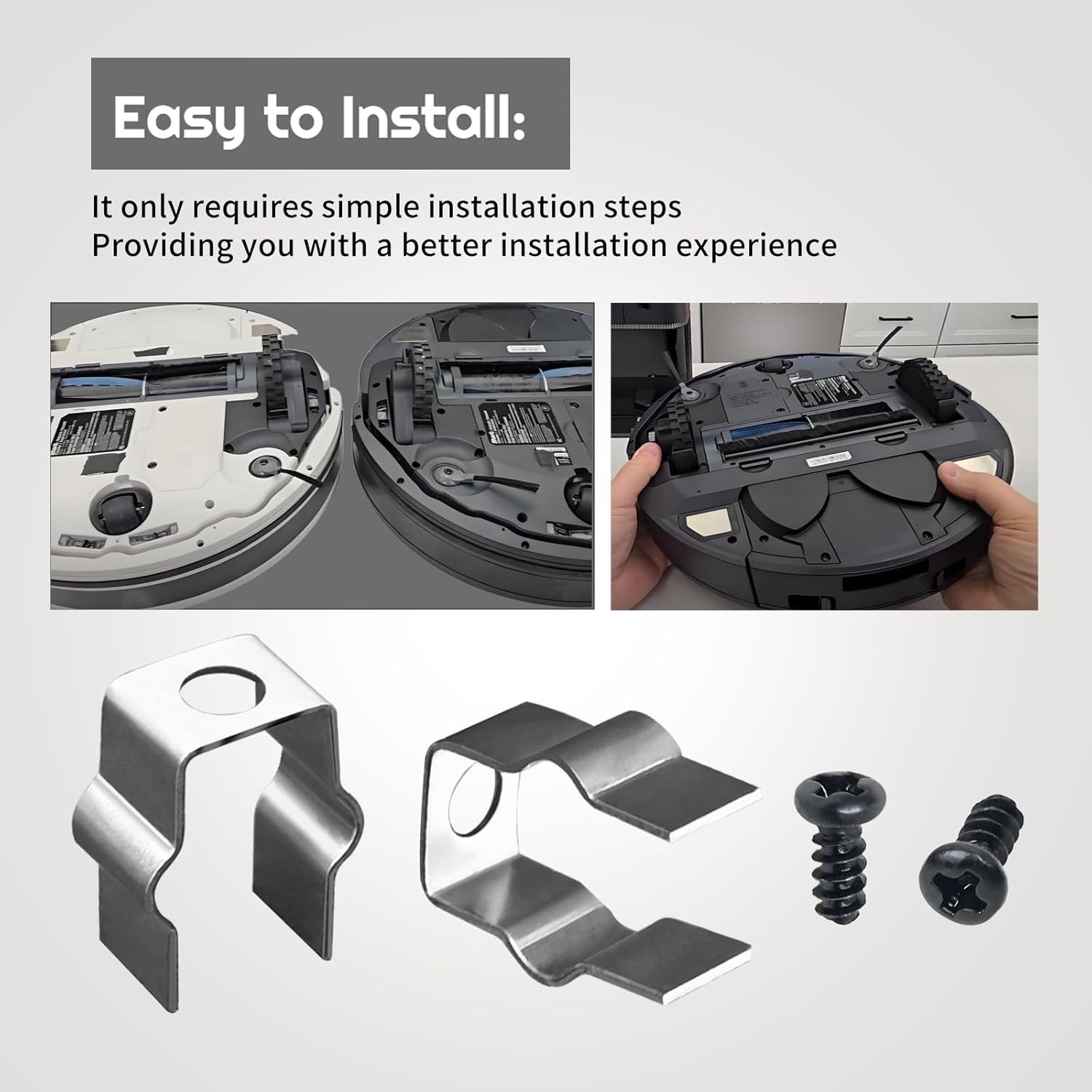 4 Pcs Metal Mount Clips with Screws Retaining Clips for Robot Vacuum Side Brush