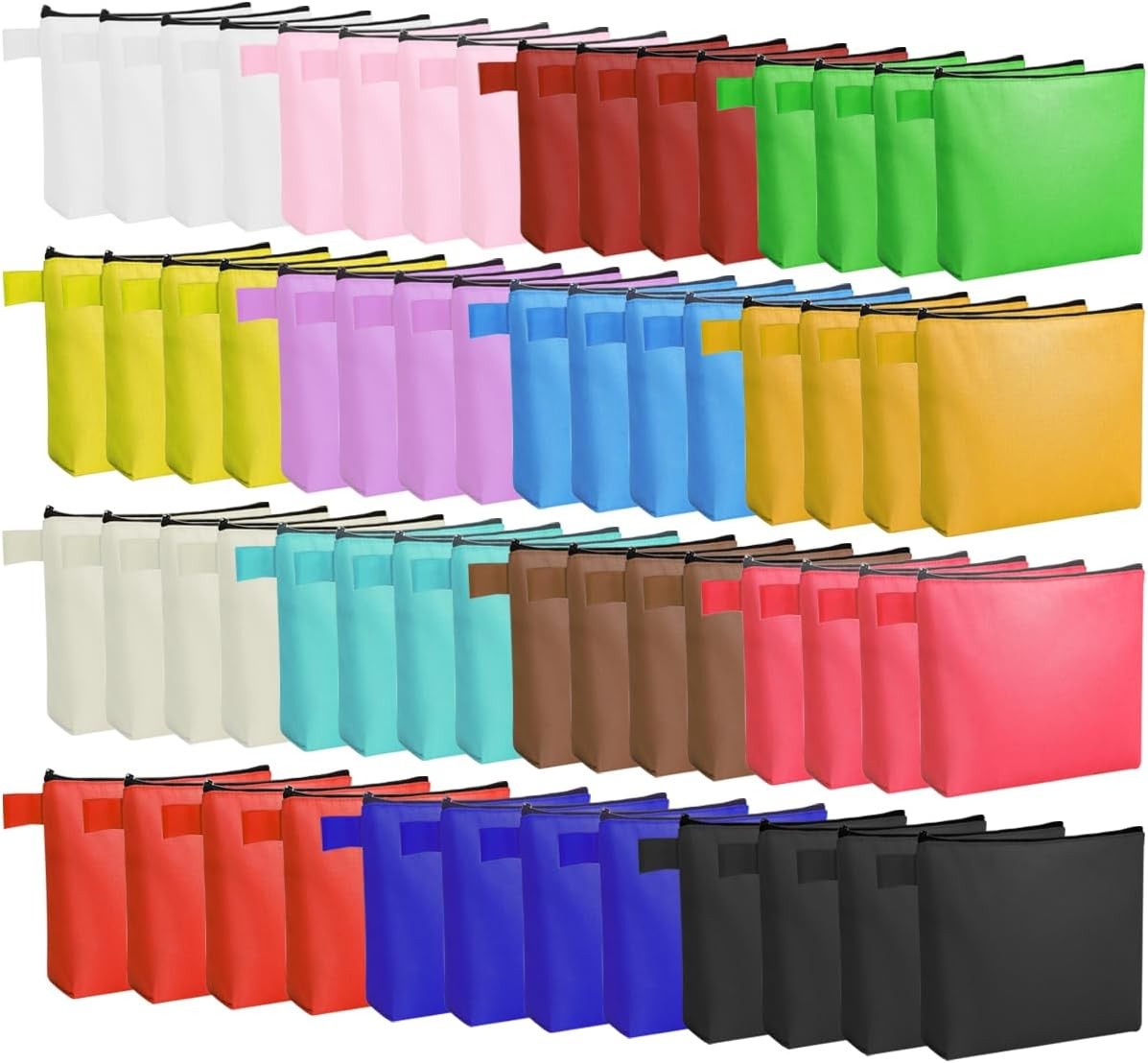 60 Pcs Canvas Makeup Bags Bulk Multi-Purpose 9.8 x 5 x 2 Inch, Multicolor