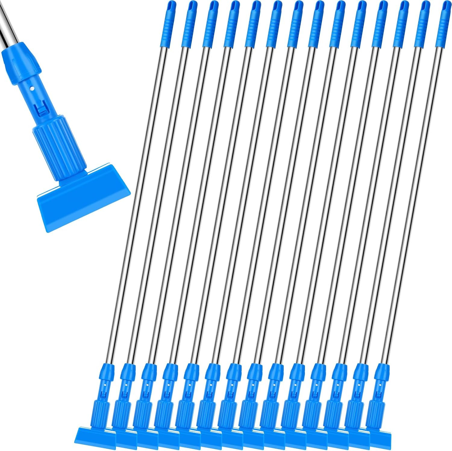 14 Pack Heavy Duty Adjustable Mop Handles for Industrial & Household Cleaning