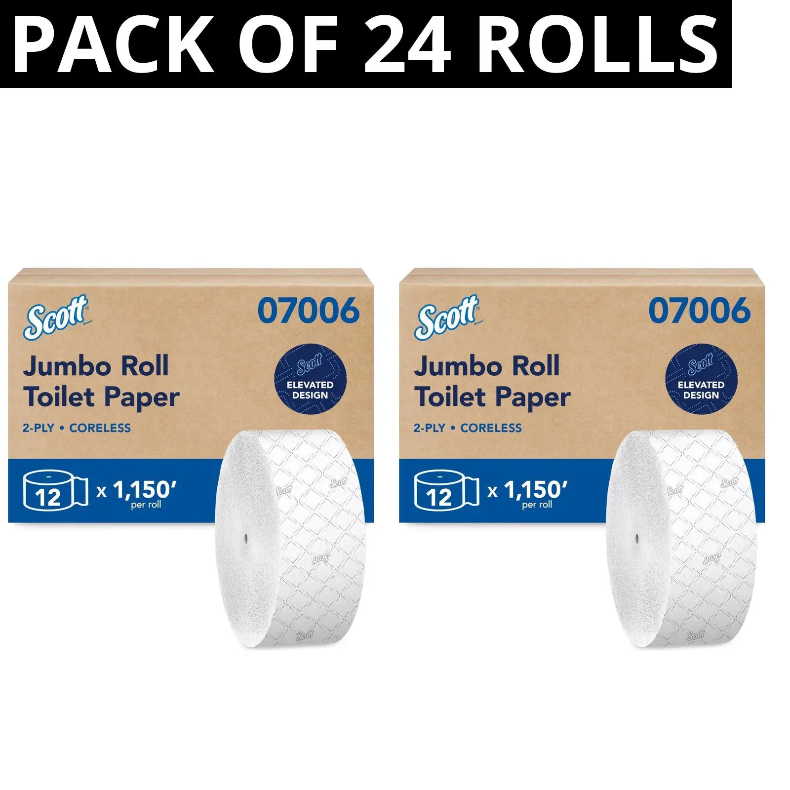 Scott Professional Coreless Jumbo Roll Toilet Paper 2-Ply PACK OF 24 ROLLS