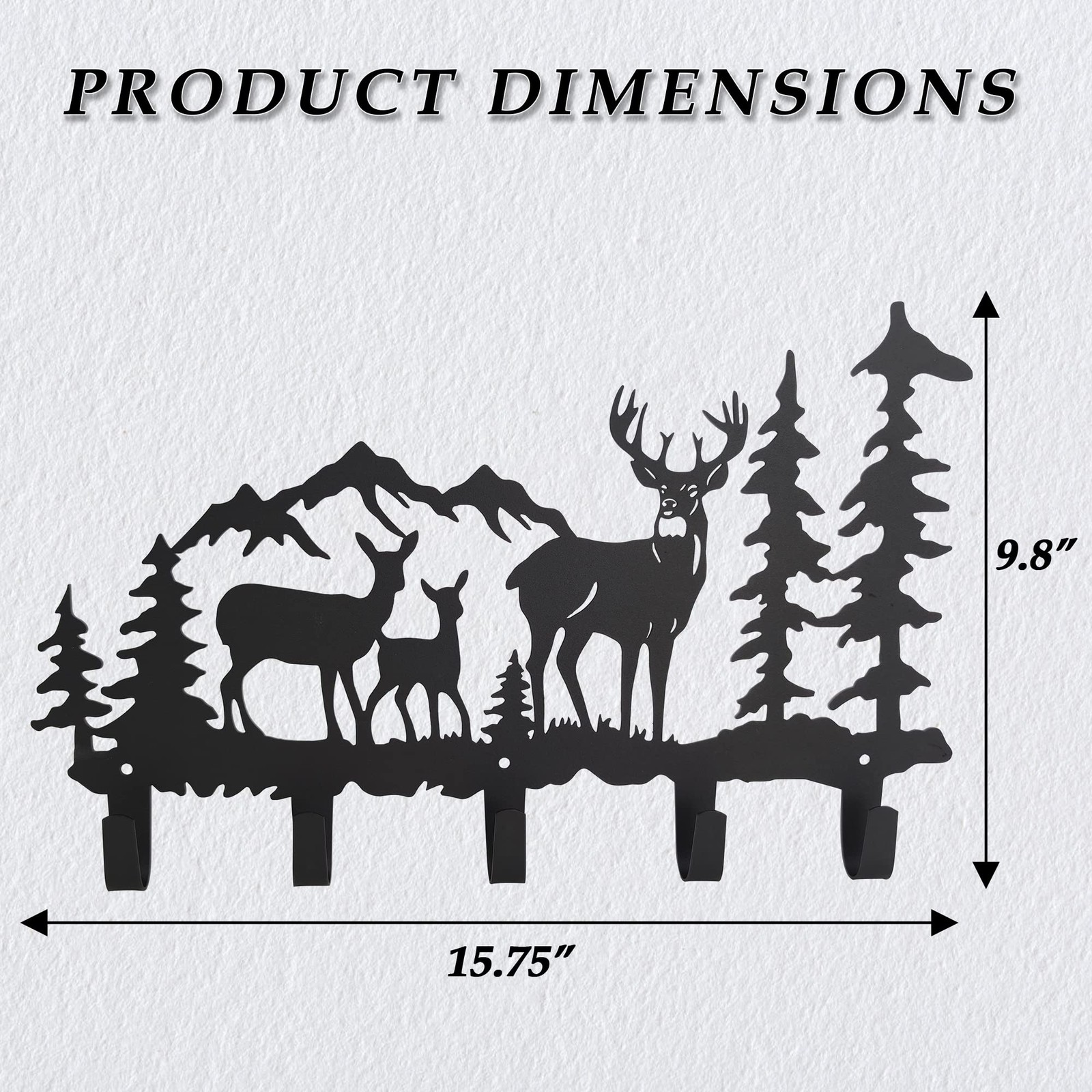 Metal 5-Hook Deer Storage, Coated Wall Mount, 15.8×9.65×1.1 inches, 35lbs Cap…