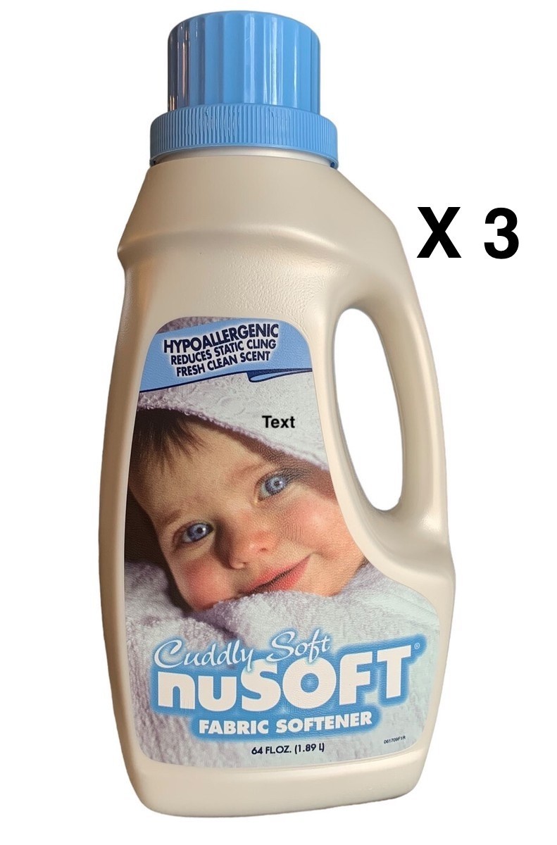 (3) Malco nuSOFT Fabric Softener 64 oz Liquid Cuddly Soft