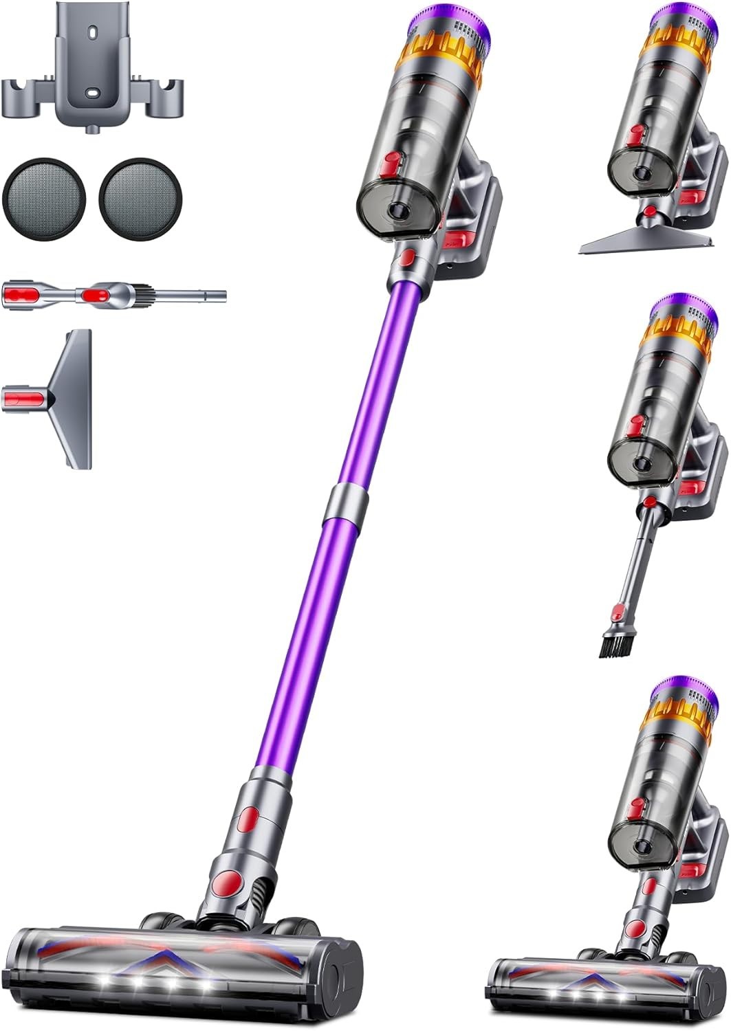 Feetis Cordless Stick Vacuum 600W Touch Screen Charging Dock Rechargeable