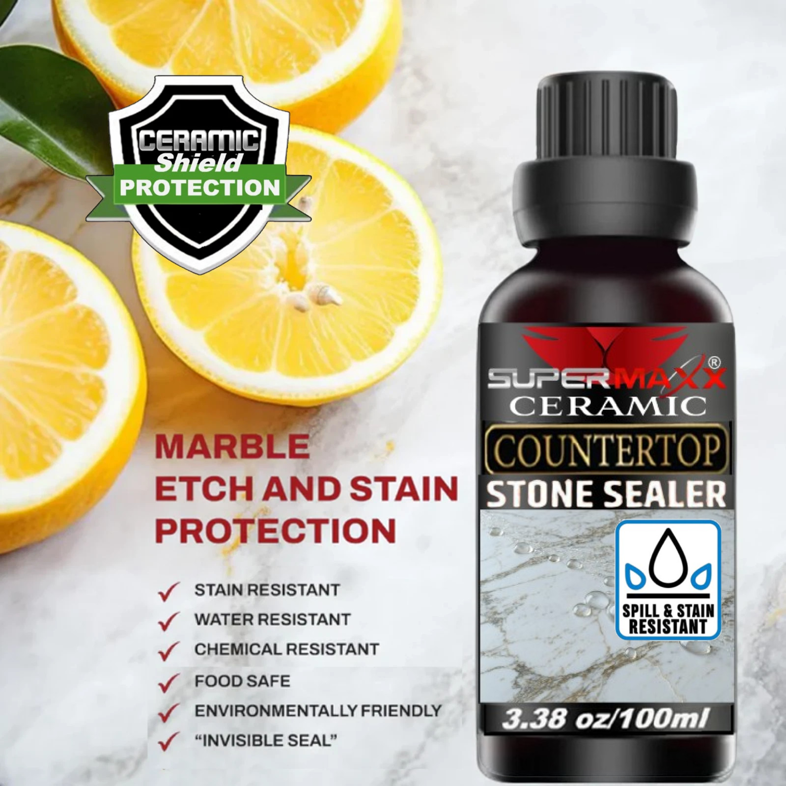MARBLE QUARTZ COUNTERTOP CERAMIC SEALER STAIN & ETCH RESISTANT – 100ml KIT