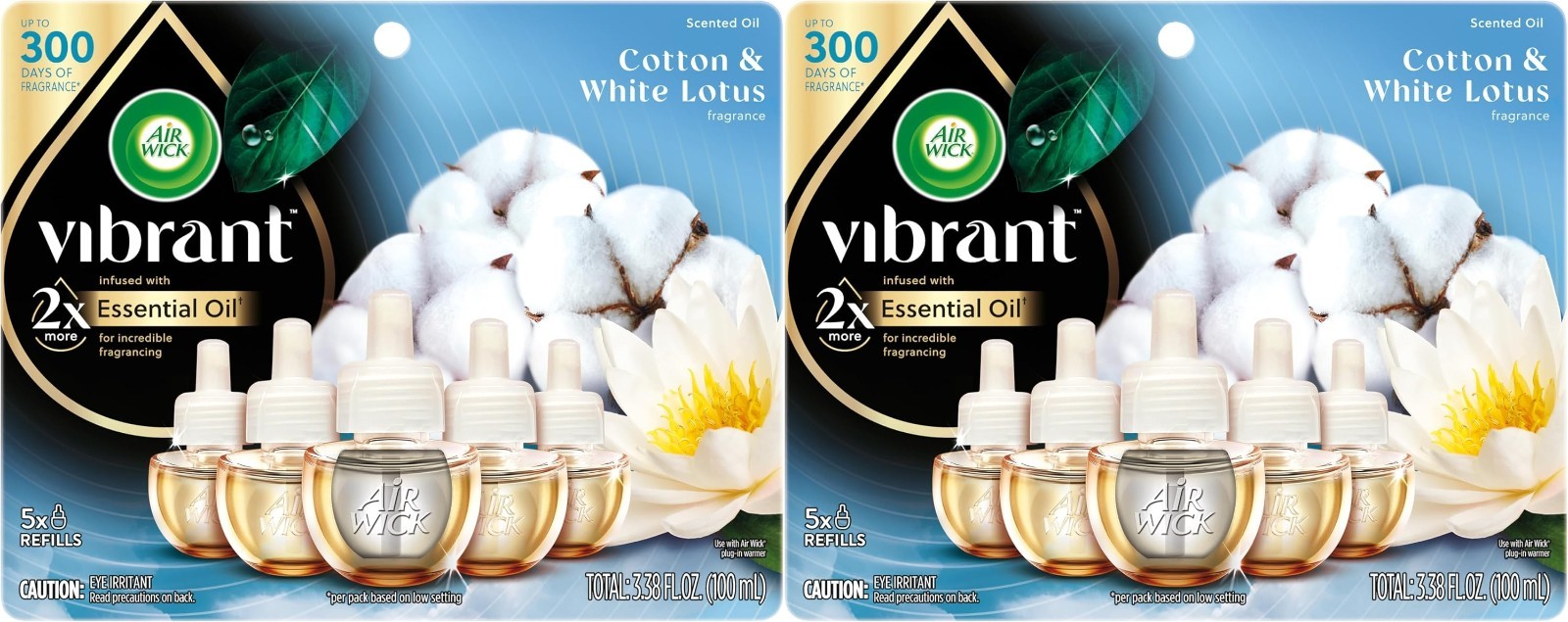 AIR WICK Scented Oil – Vibrant Refill Cotton & White Lotus 5 ct. Pack of 2