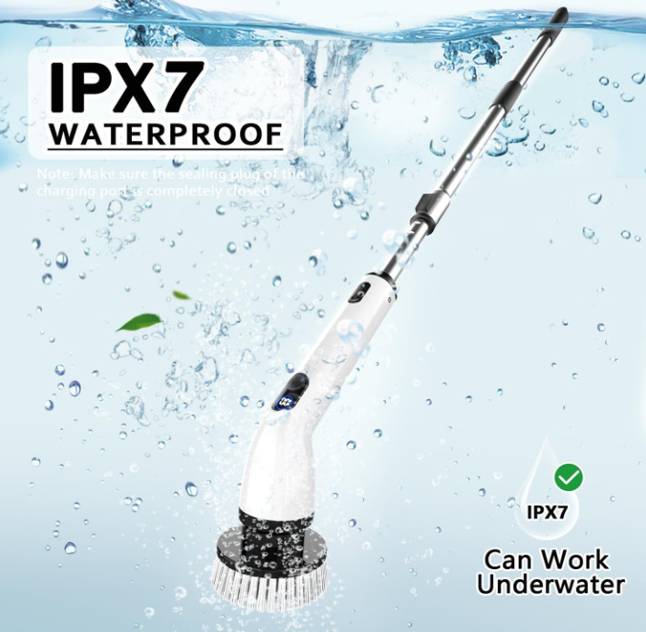 Cepillo Eléctrico de Limpieza Inalámbrico IPX7 con 4 Cabezales y Pantalla LED