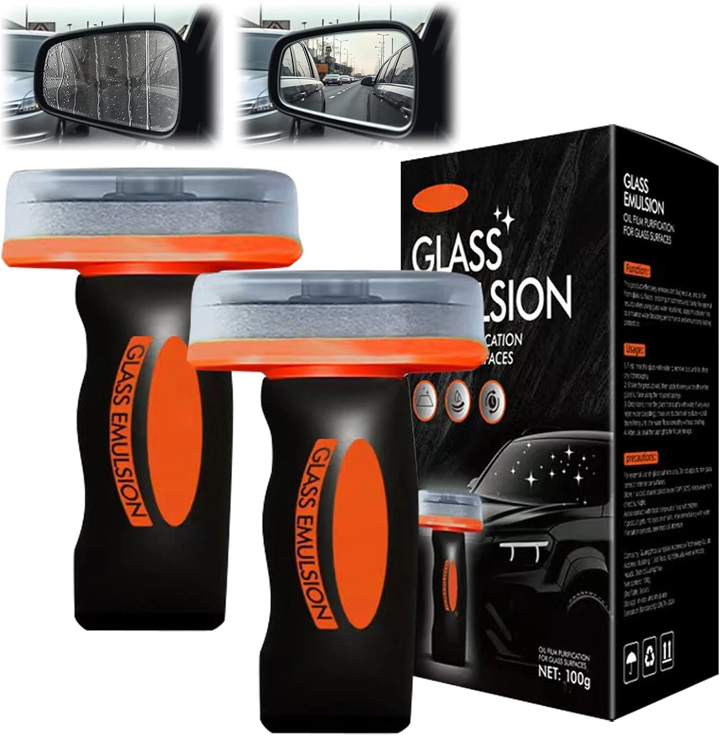 2PCS Car Glass Oil Film Remover Windshield Cleaner Cream Glass Polish 100ml