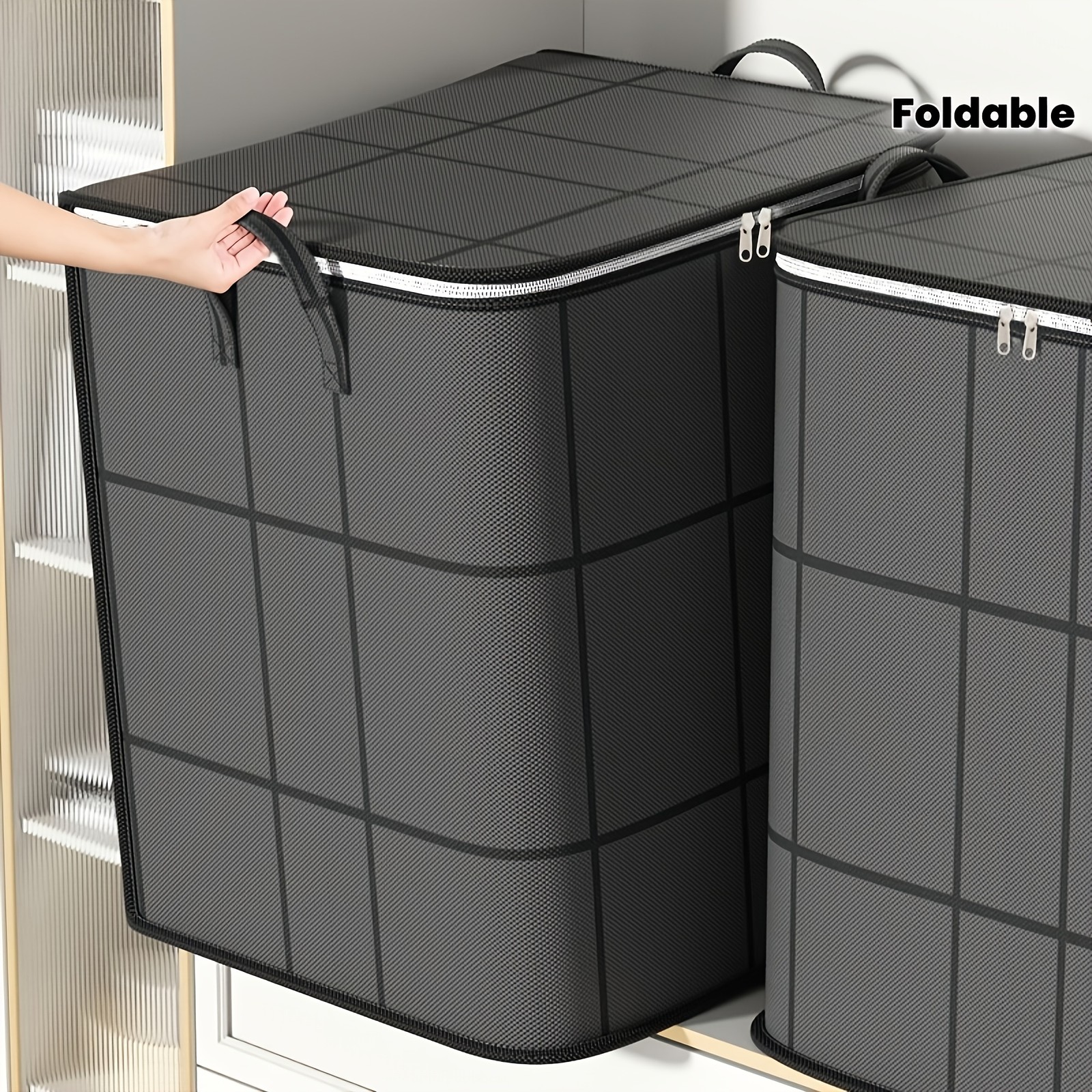 3 Pack Large Clothes Storage Bags Foldable Double Zipper Quilt Blanket Closet