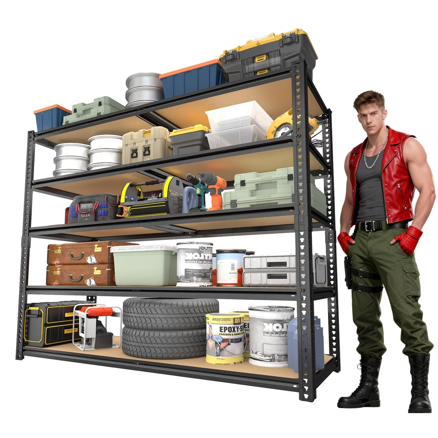 Garage Shelving 5 Tier Adjustable Storage Rack 2400 lbs Heavy Duty Metal Shelves