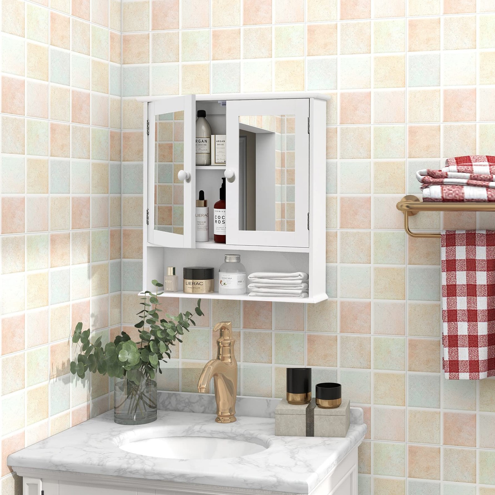TaoHFE Medicine Cabinet, Cabinets for With Mirror, White Mirror