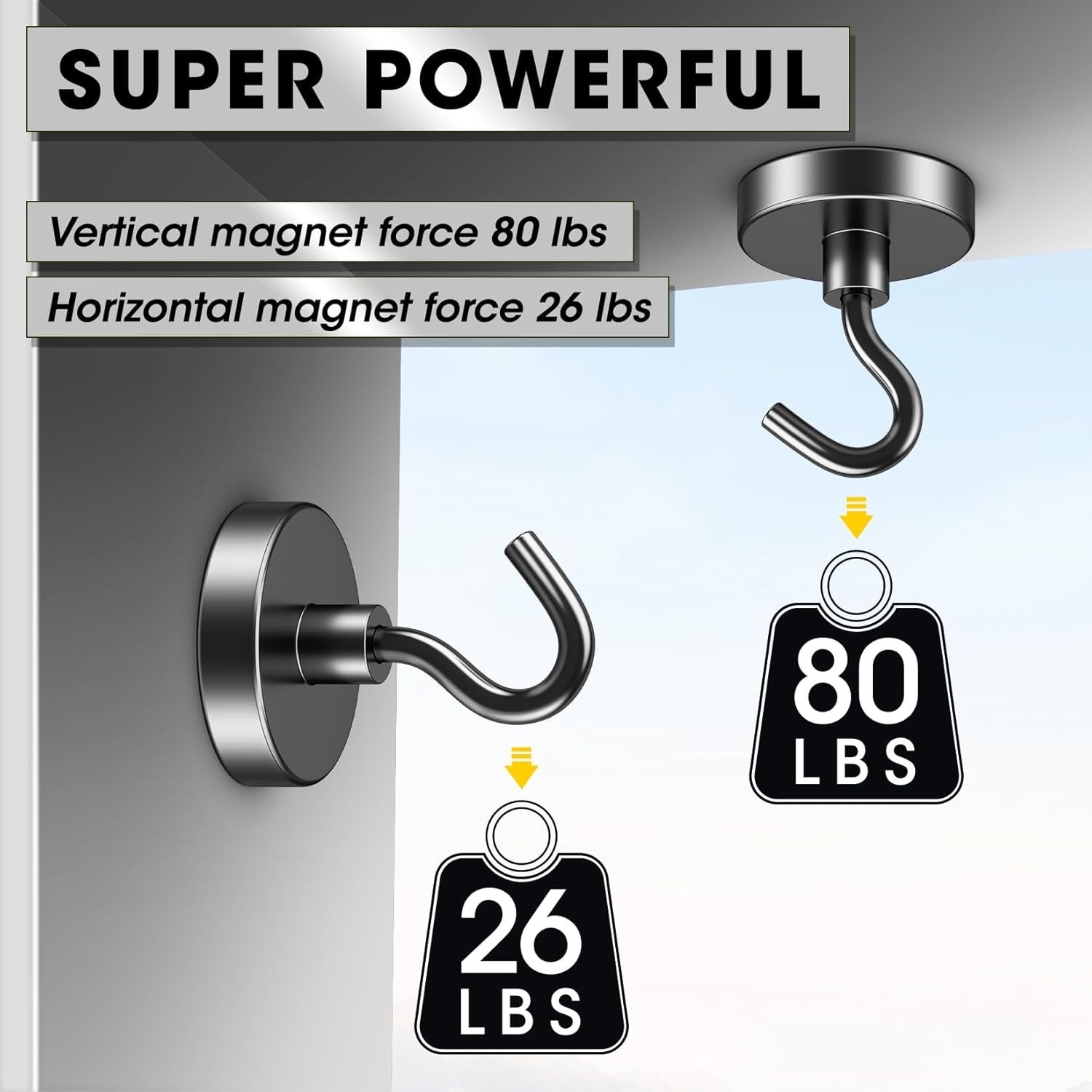 10 Pack 80LBS Heavy Duty Magnetic Hooks Magnet Hook for Hanging, Strong Magnetic