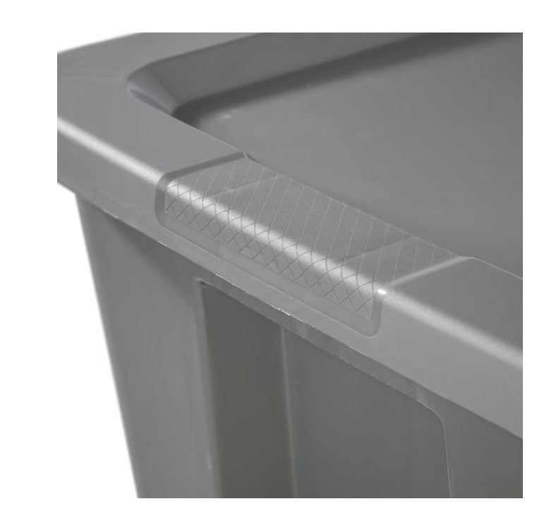 2 Pack 18 Gallon Storage Bins Plastic Container w Lid Gray Stackable Tote