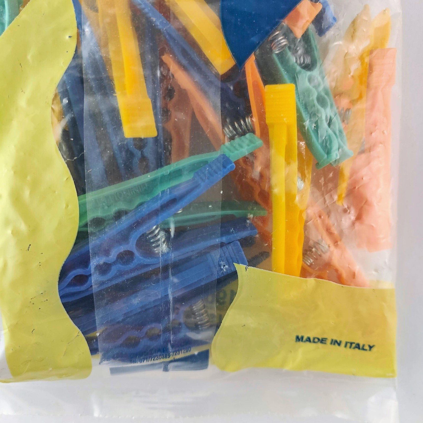 Tontarelli Plastic Clothes Pins Sealed Bag of 50 Vintage Italy Made Clothespins