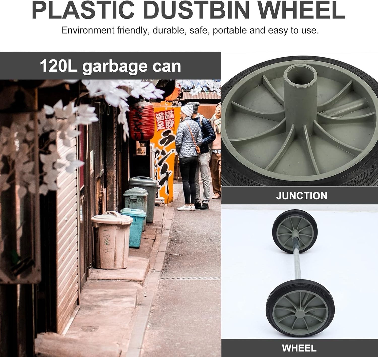 Garbage can Wheels 8 Inch Rubber Small Wheel Set with 19.68 Inch Hollow Shaft…