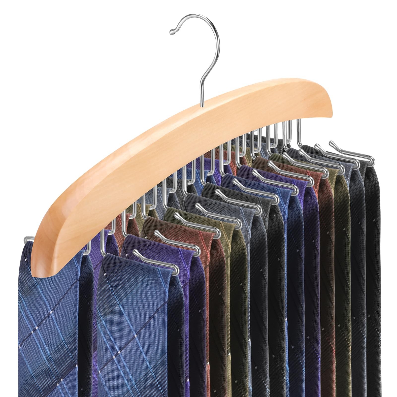 Tie Rack Hanger for Closet,360 Degree Rotating Tie Holder Organizer with 24 F…