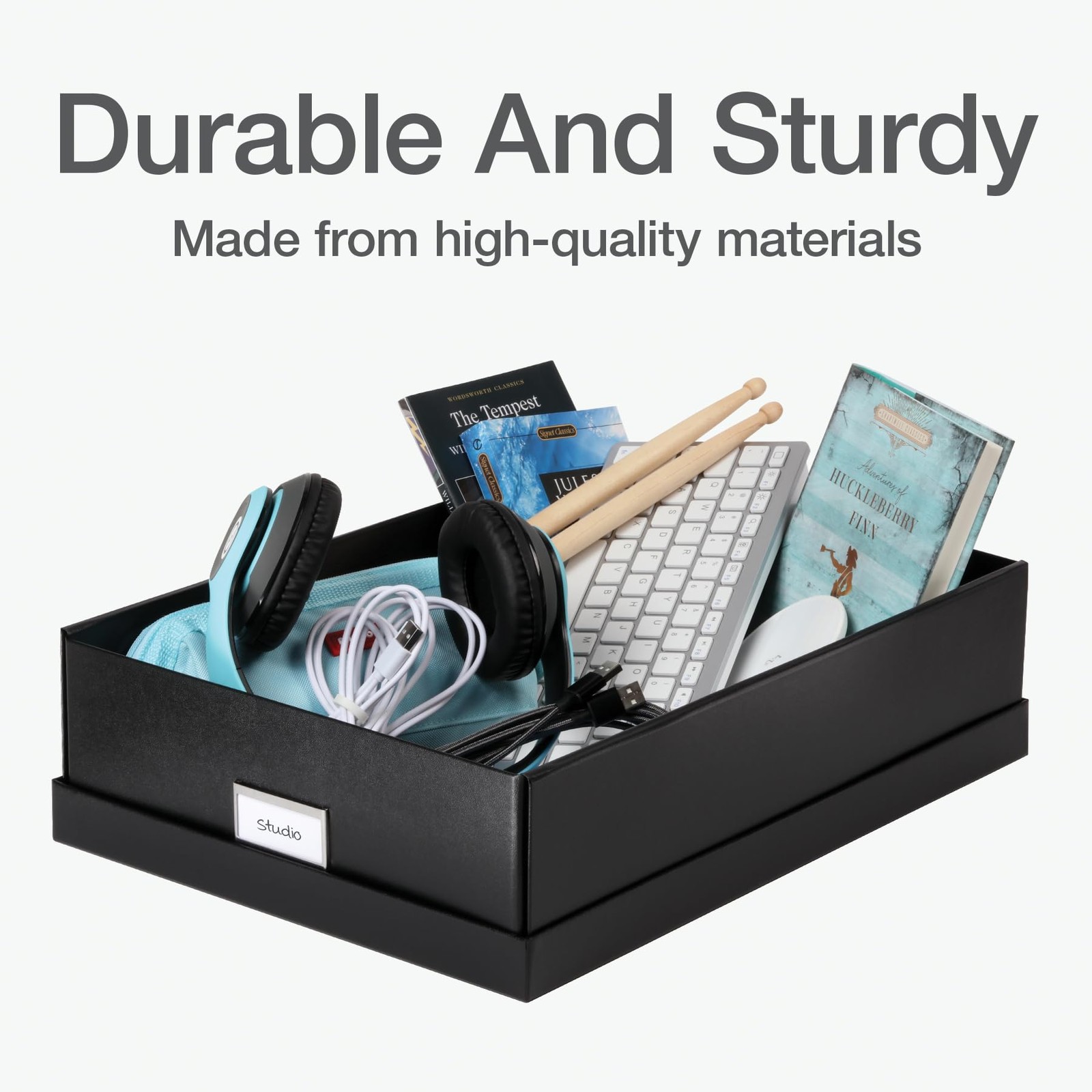 Oxford Keepsake Box, Protective Storage Home 16″ x 12″ x 4 1/4″, Black