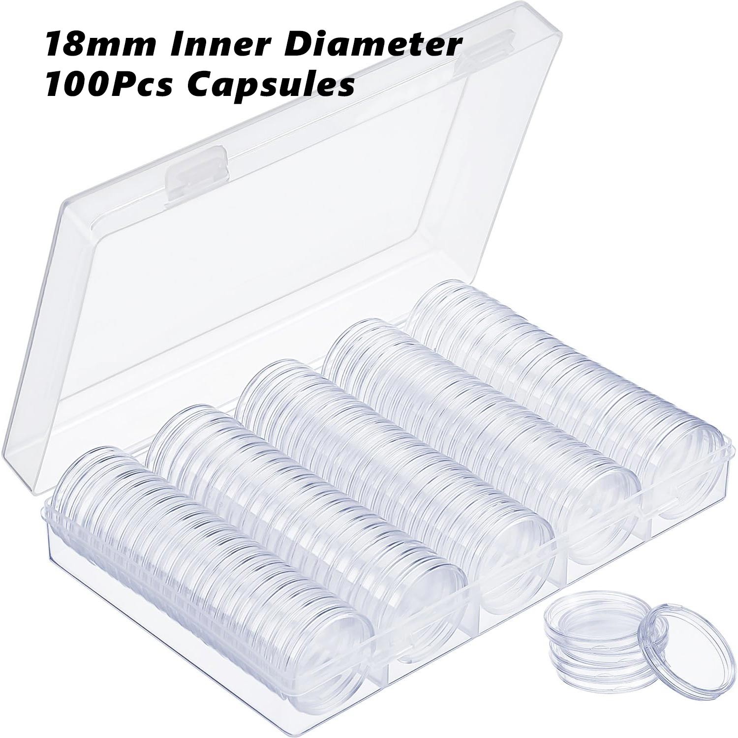 100pcs 18mm Airtight Direct Fit Coin Capsules Holders Display Case for US Dimes