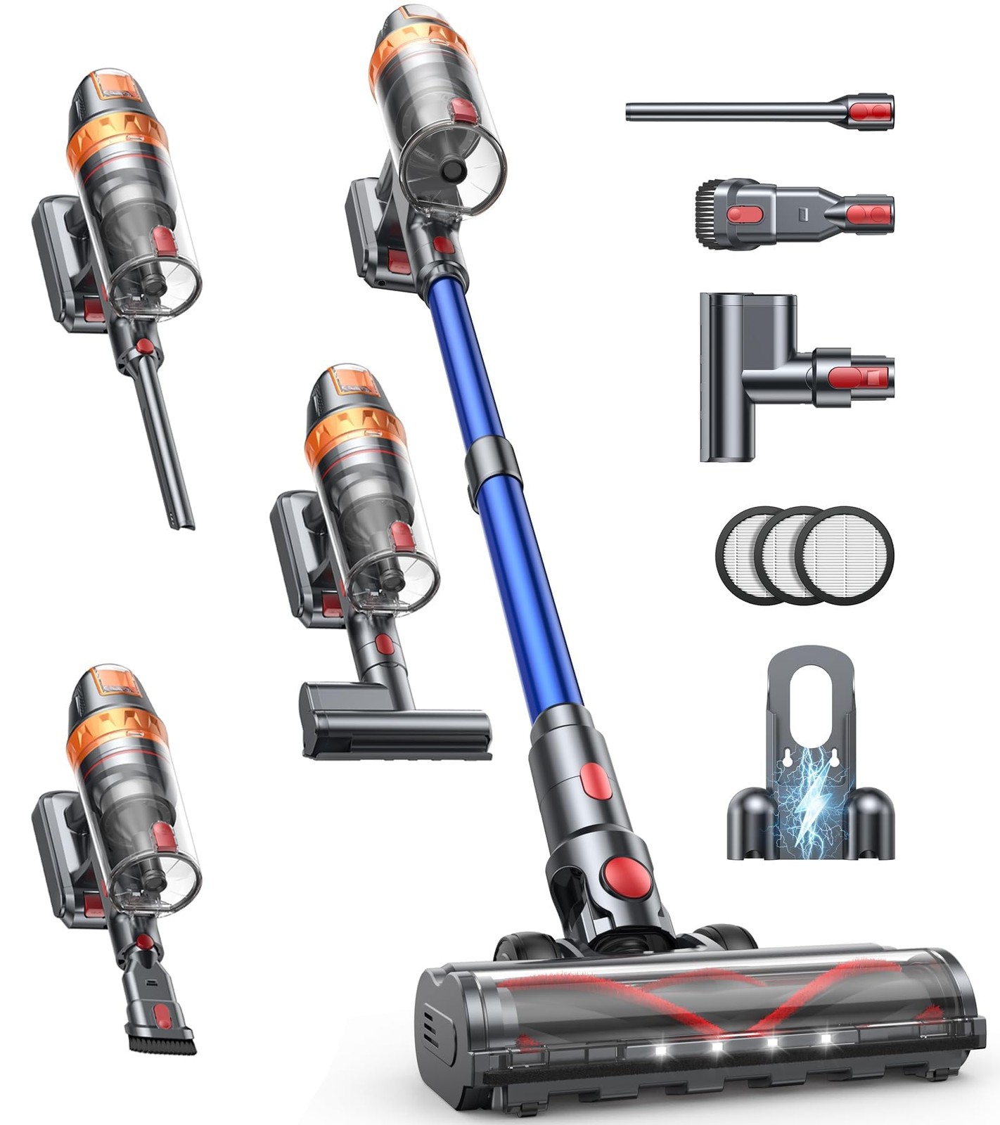 Cordless Vacuum Cleaner, 600W 45KPA 60Min with Extra Mattress Cleaning Tool, …