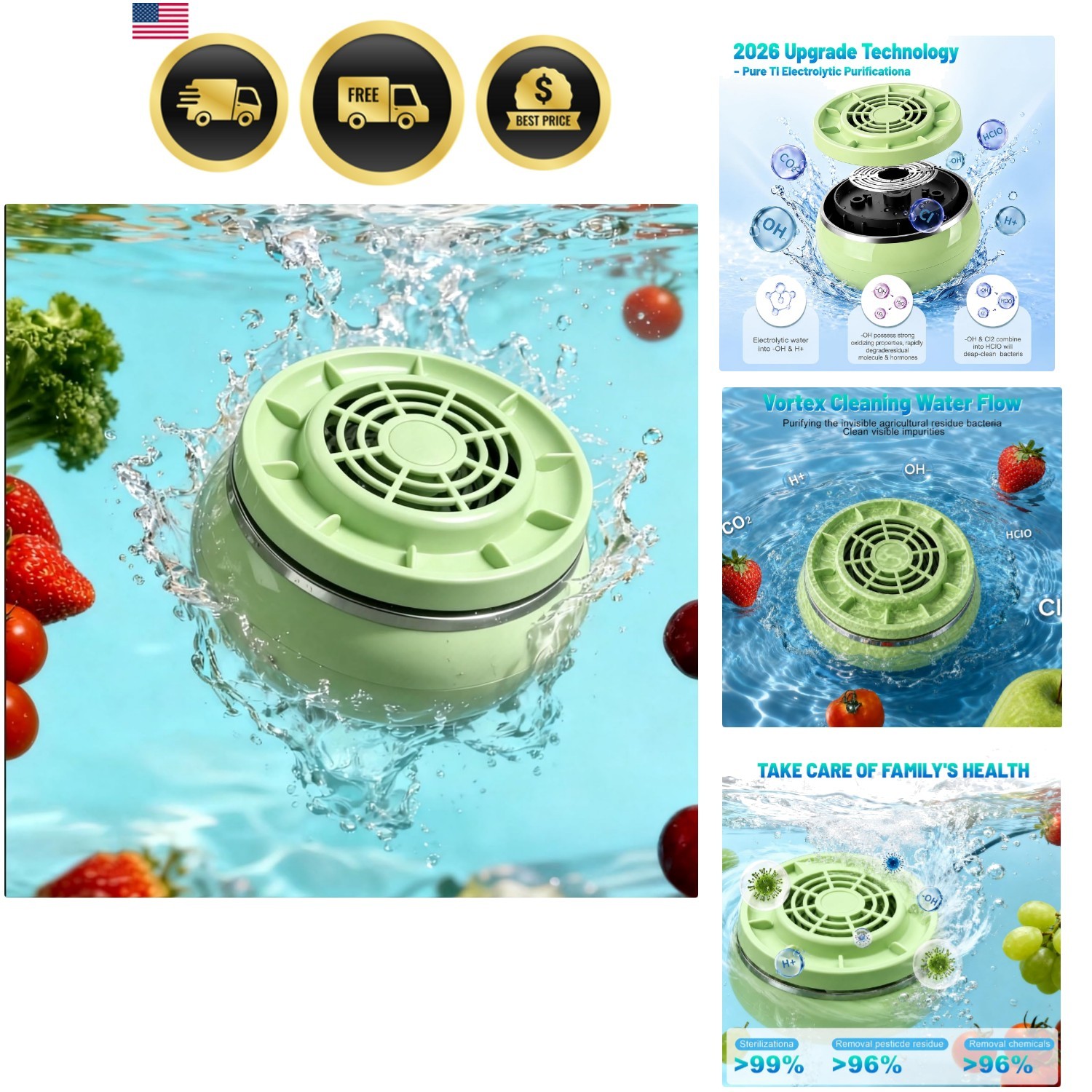 Fruit and Vegetable Washing Machine, Wireless Fruit Cleaner Device, Ti Electr…