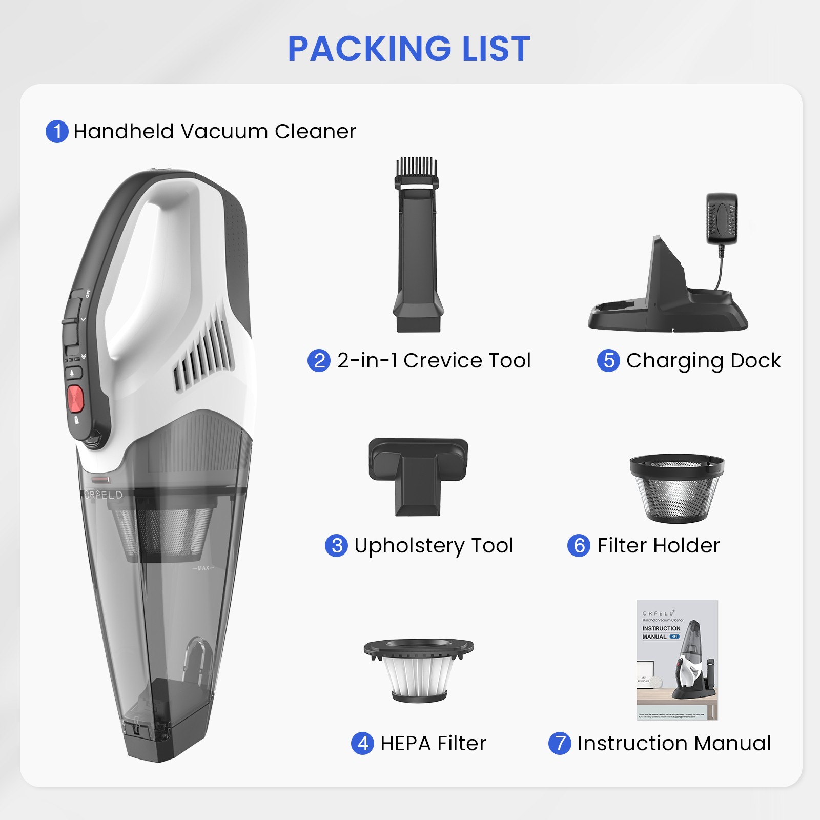 Home Handheld Cordless Vacuum Cleaner 12KPA Portable 120W HEPA Filter Car Pet