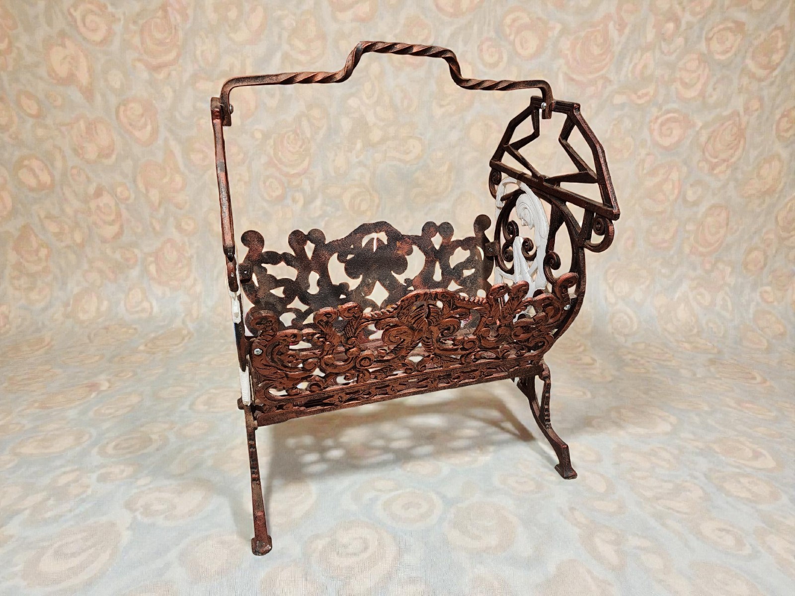 RARE ​VINTAGE ART DECO CAST IRON LOG/ RECORD HOLDER MAGAZINE ART NOUVEAU NYMPH