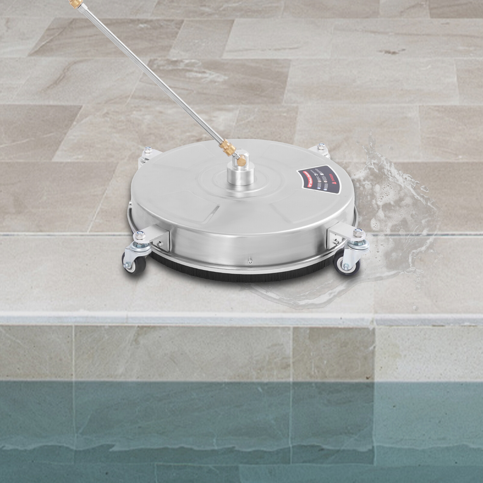 Modern 18-inch Surface Cleaner Stainless Steel Surface Cleaner with 4 Wheels NEW