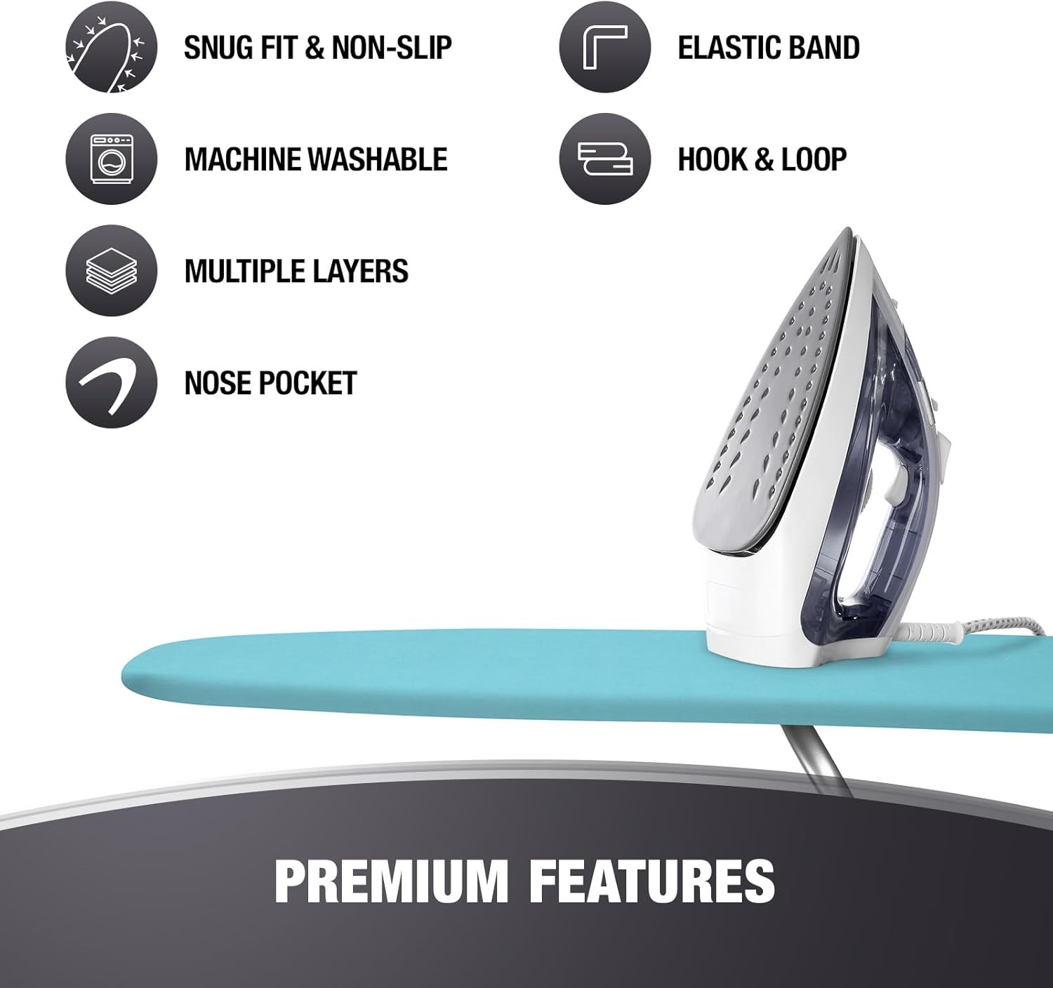Extra Thick Ironing Board Covers with Pad Standard Size 15×54, Heat Reflective F