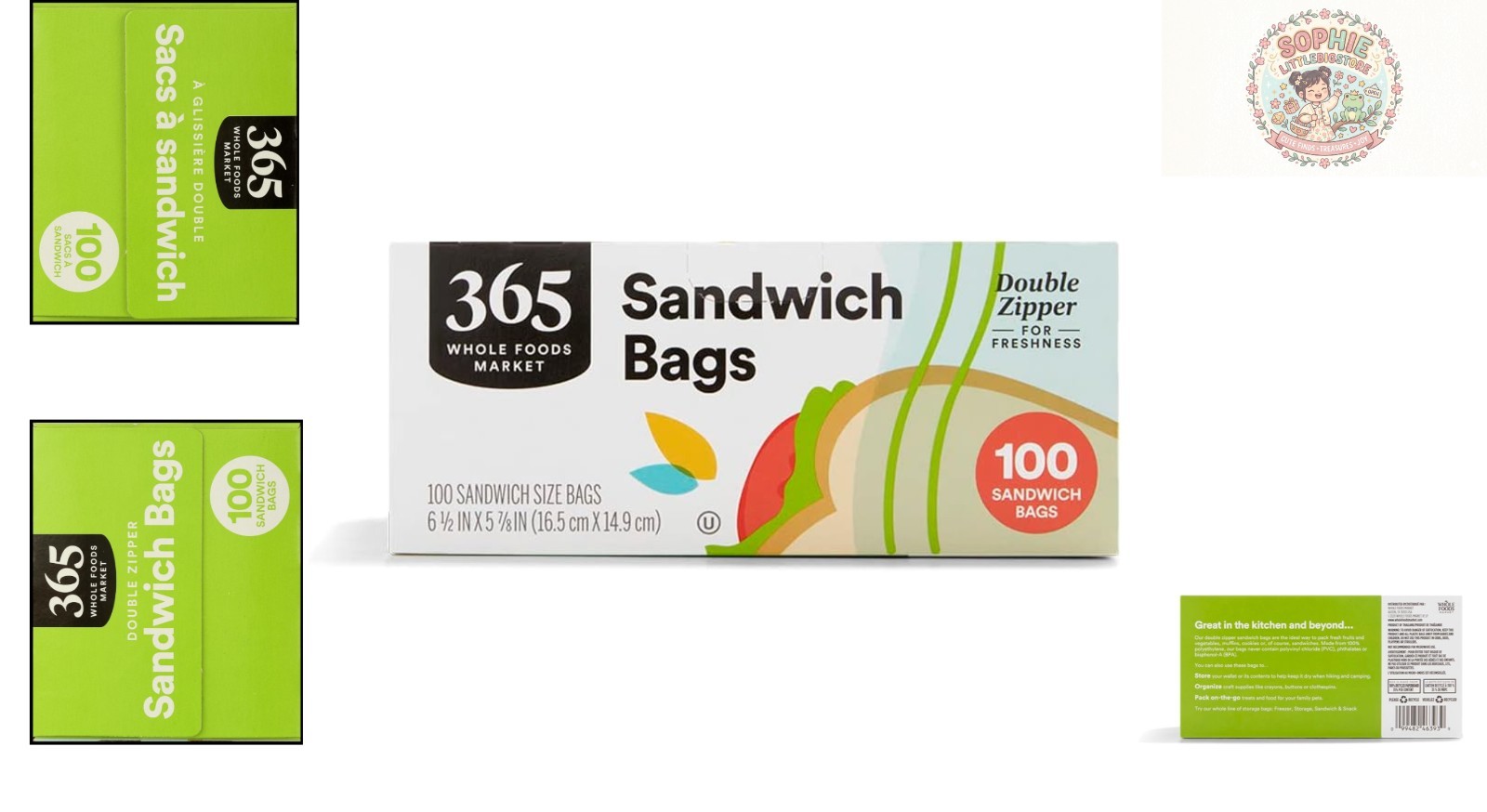 BPA Free Double Zipper Sandwich Storage Bags – 100 Count, Freshness Guaranteed