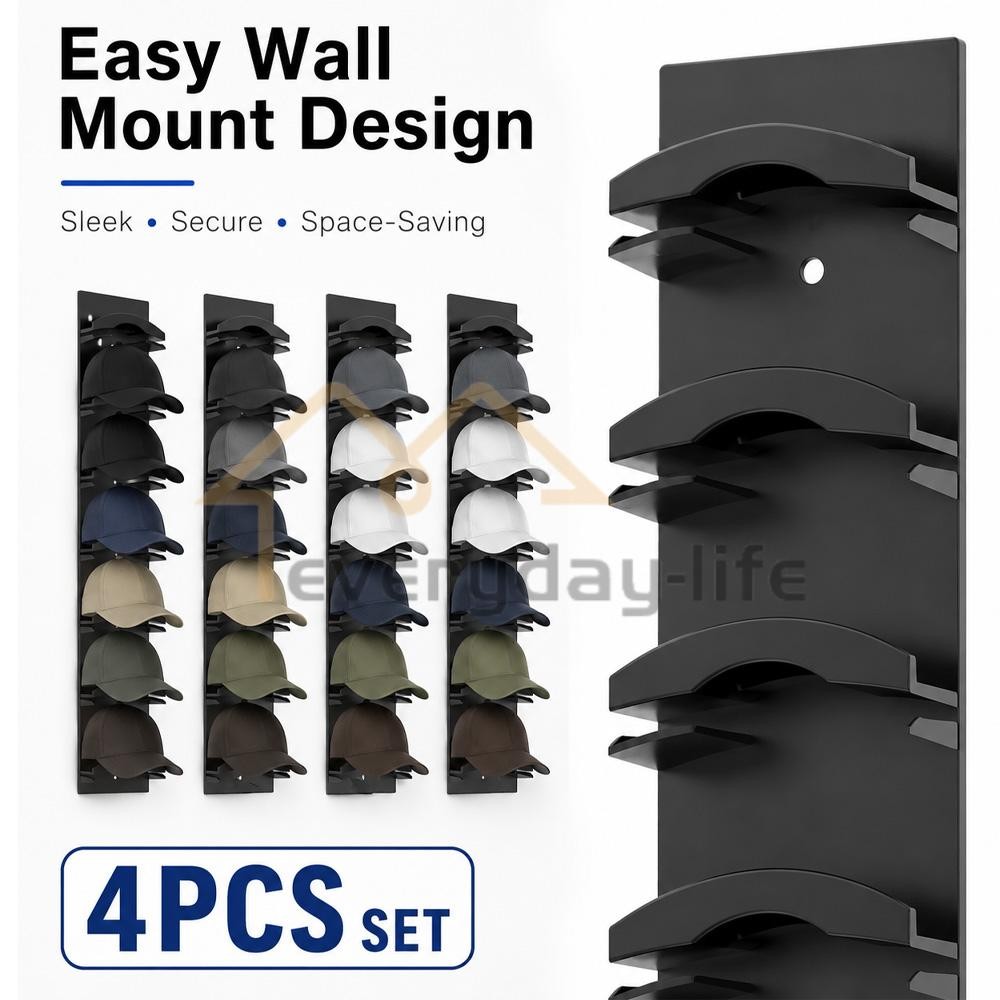 4x Hat Organiser Display Wall Mounted Hat Holder For Home Baseball Cap Rack
