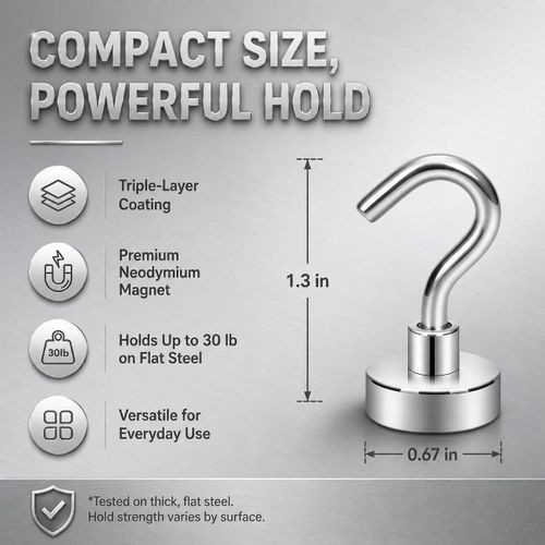 100 Pack Dia Strong Magnetic Hook Hanger N52 Neodymium Clamping Magnet Hooks USA