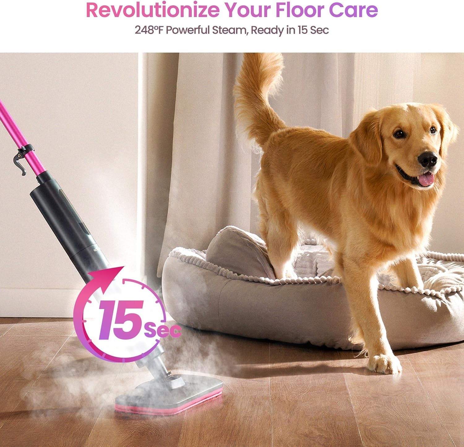 Powerful Steam Mop for Hard Floors & Carpets – 248°F, 3 Steam Modes, Easy Use