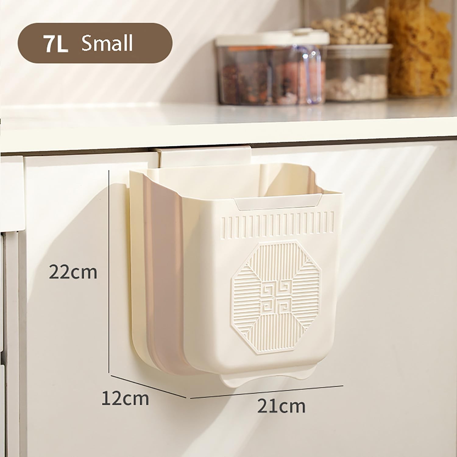 Foldable Hanging Trash Can Kitchen Bathroom Plastic Waste Bin 3.5L