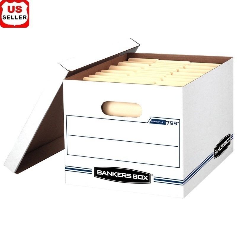 Stackable Storage Boxes 10 Pack File Organizers Lift Off Lid Home Office New