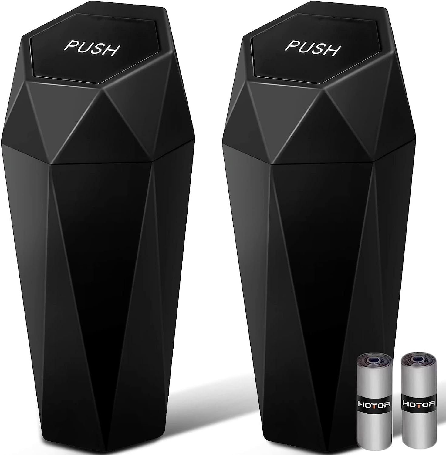 Car Trash Can with Lid, Leakproof, Black, 2 Pack | Car Accessories for Interior,
