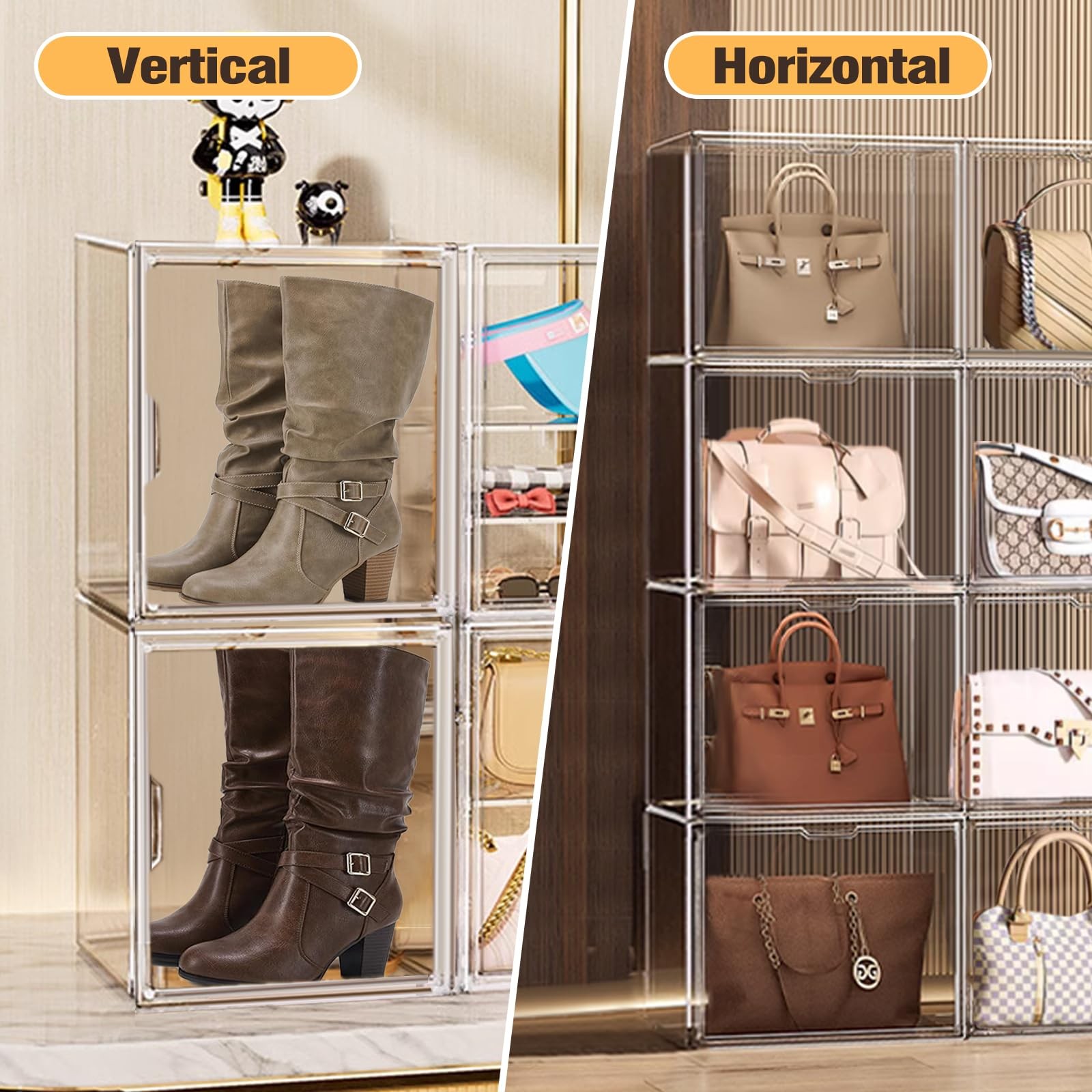 X-Large Acrylic Display Case Size 14 Sneaker Shoe Box with Magnetic Lid, Stac…