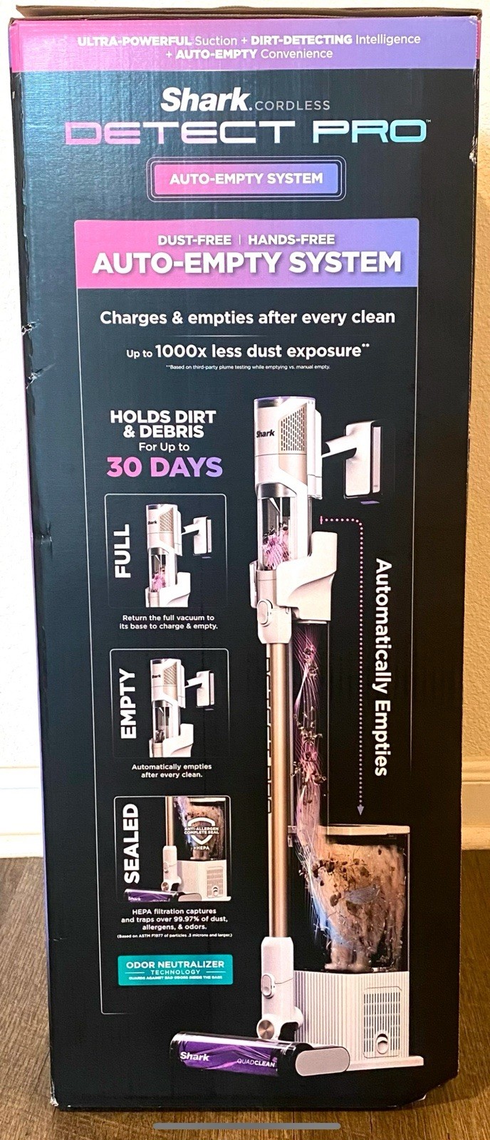 Shark IW3511 Detect Pro Cordless Vacuum Auto-Empty Pet Hair QuadClean 60min New