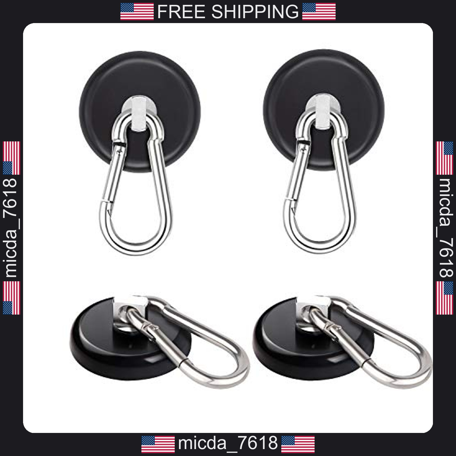 4 Pack Heavy Duty Magnetic Hooks for Indoor Outdoor Use