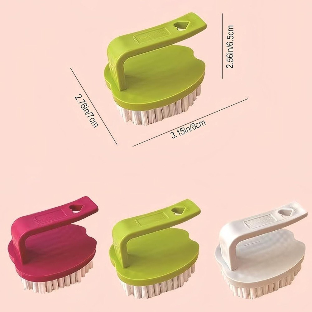 PP Fruit Vegetable Brush Set 3 pcs Hard Bristles Compact 8 cm x 7 cm x 6.5 cm
