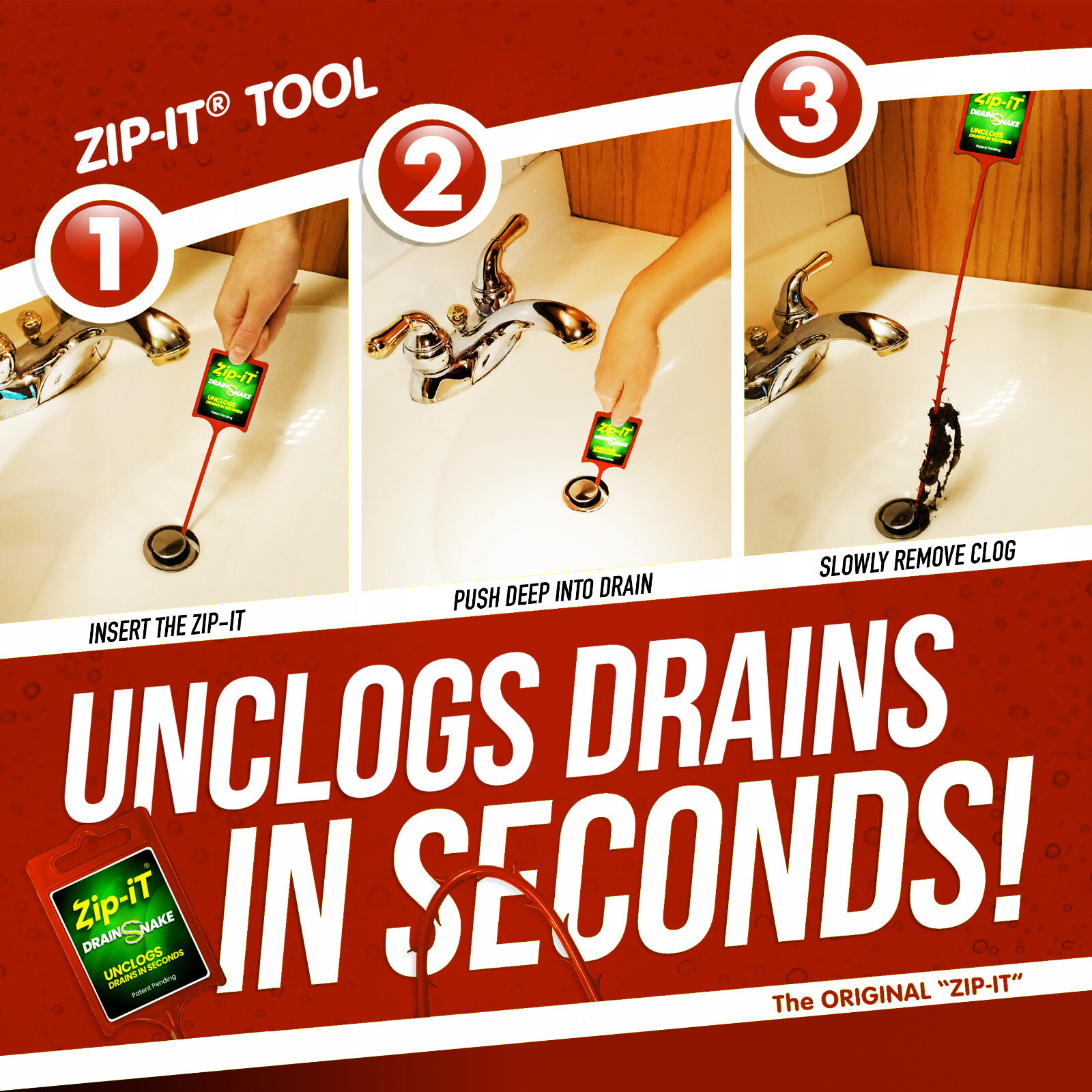 ZIP-IT (12 PACK) Clog Removal Drain Snake Cleaner Unclog Your Sink, 25 inch Lg